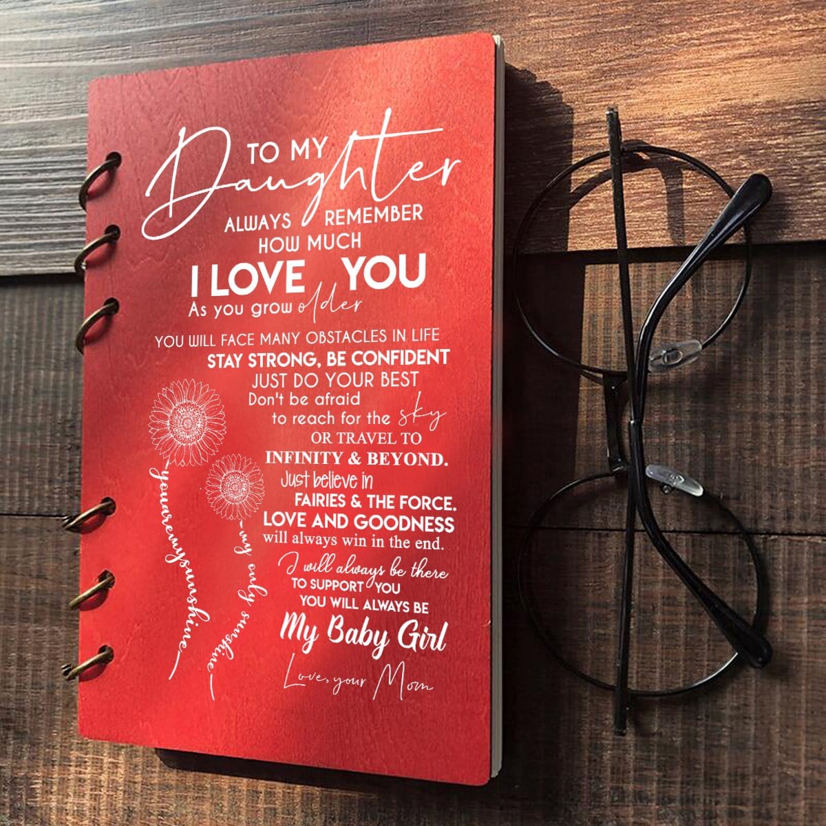 Diary Mom To Daughter - My Baby Girl Wood Journal Notebook GiveMe-Gifts