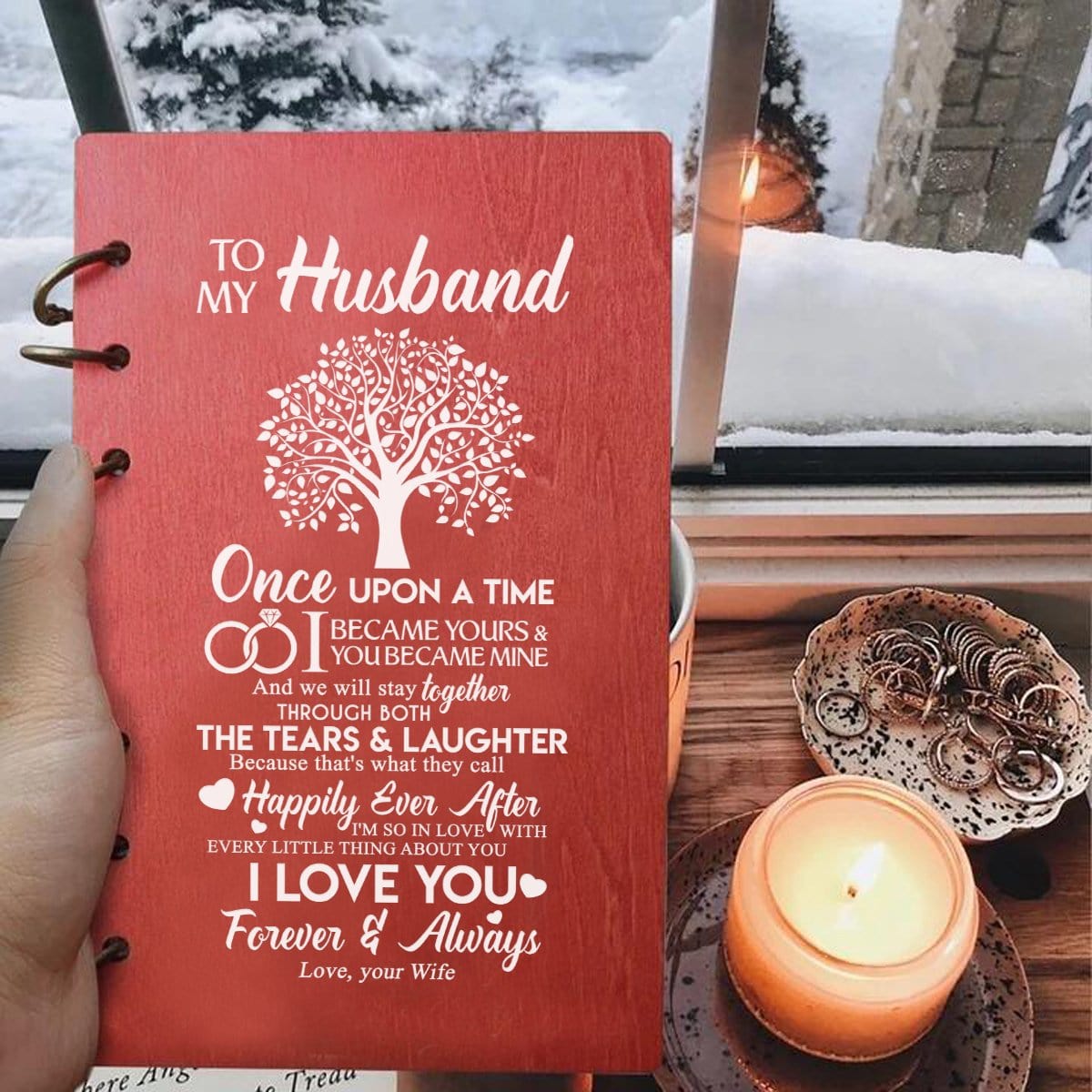Diary To My Husband - I Love You Forever And Always Wood Journal Notebook GiveMe-Gifts