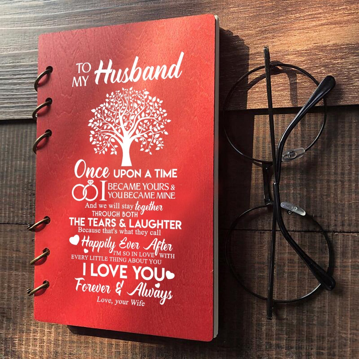 Diary To My Husband - I Love You Forever And Always Wood Journal Notebook GiveMe-Gifts