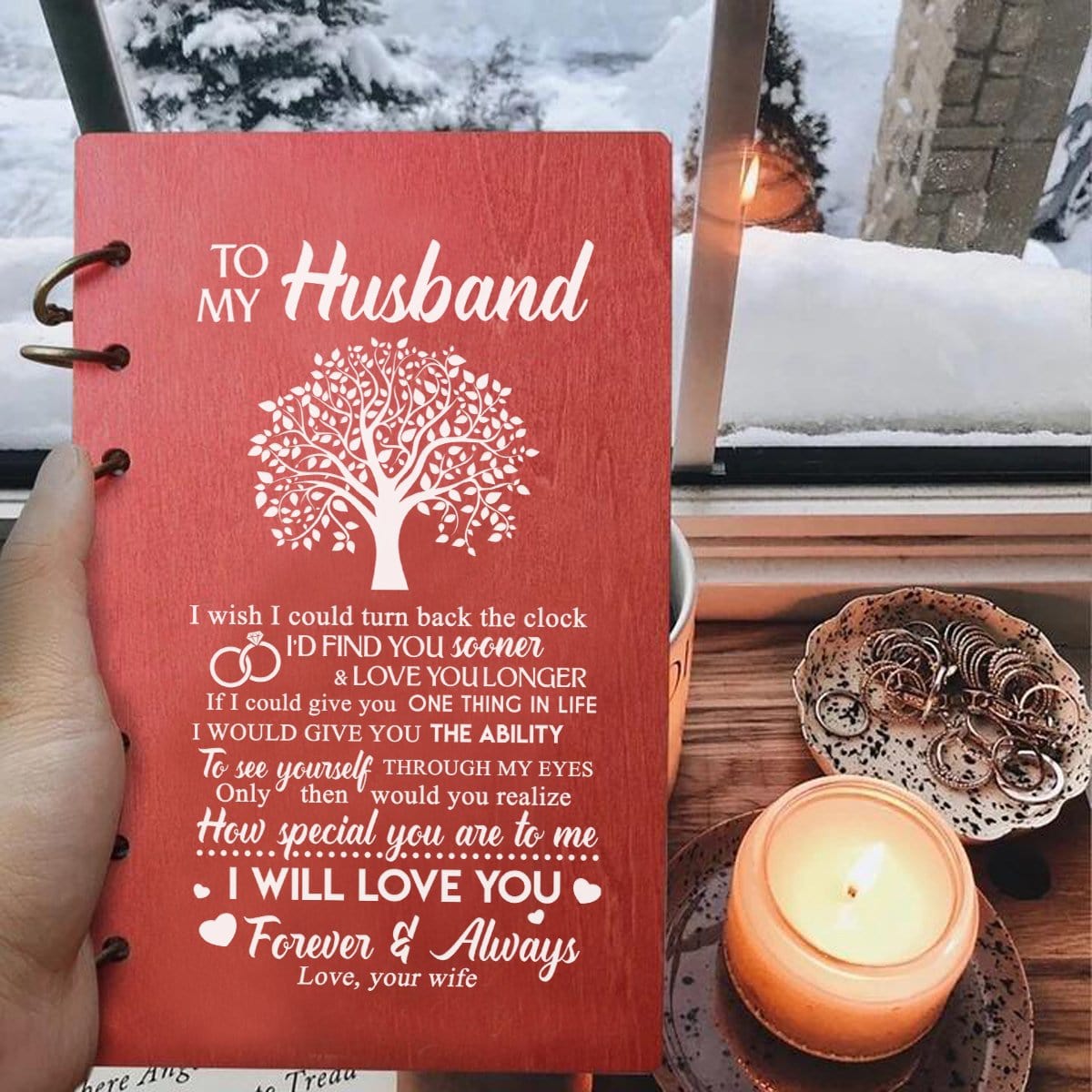 Diary To My Husband - I Will Love You Forever Wood Journal Notebook GiveMe-Gifts