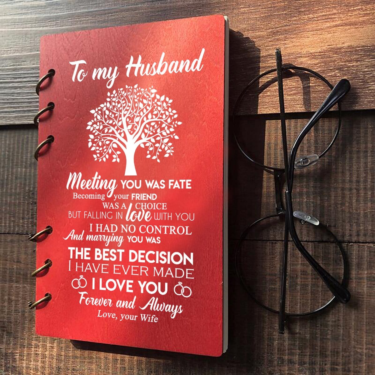 Diary To My Husband - Meeting You was Fate Wood Journal Notebook GiveMe-Gifts