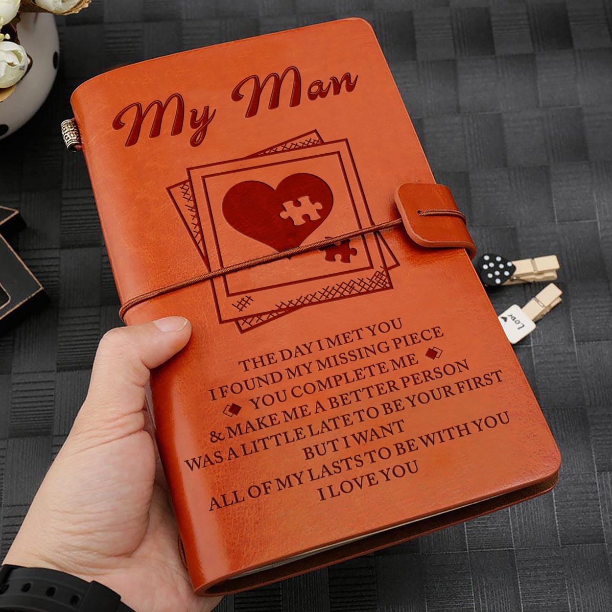 Diary To My Man - The Day I Met You Personalized Leather Journal GiveMe-Gifts