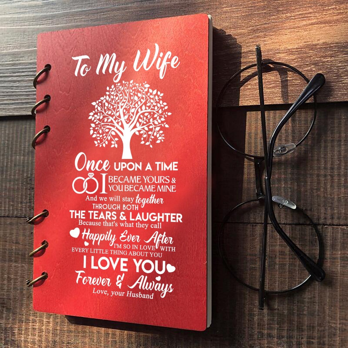 Diary To My Wife - I Love You Forever And Always Wood Journal Notebook GiveMe-Gifts