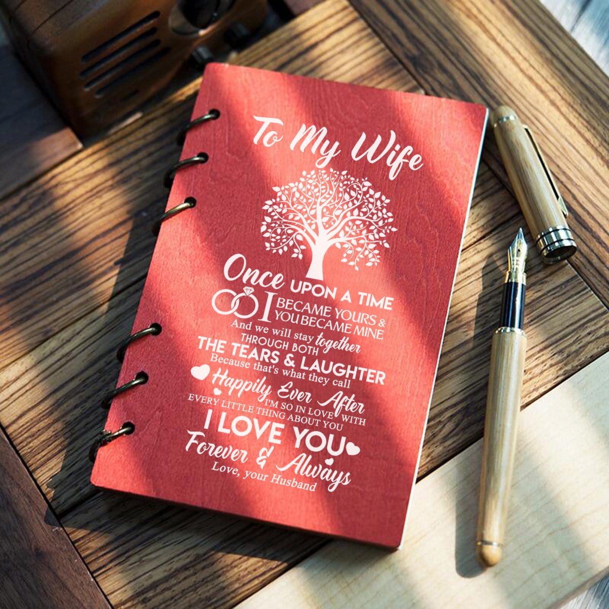 Diary To My Wife - I Love You Forever And Always Wood Journal Notebook GiveMe-Gifts