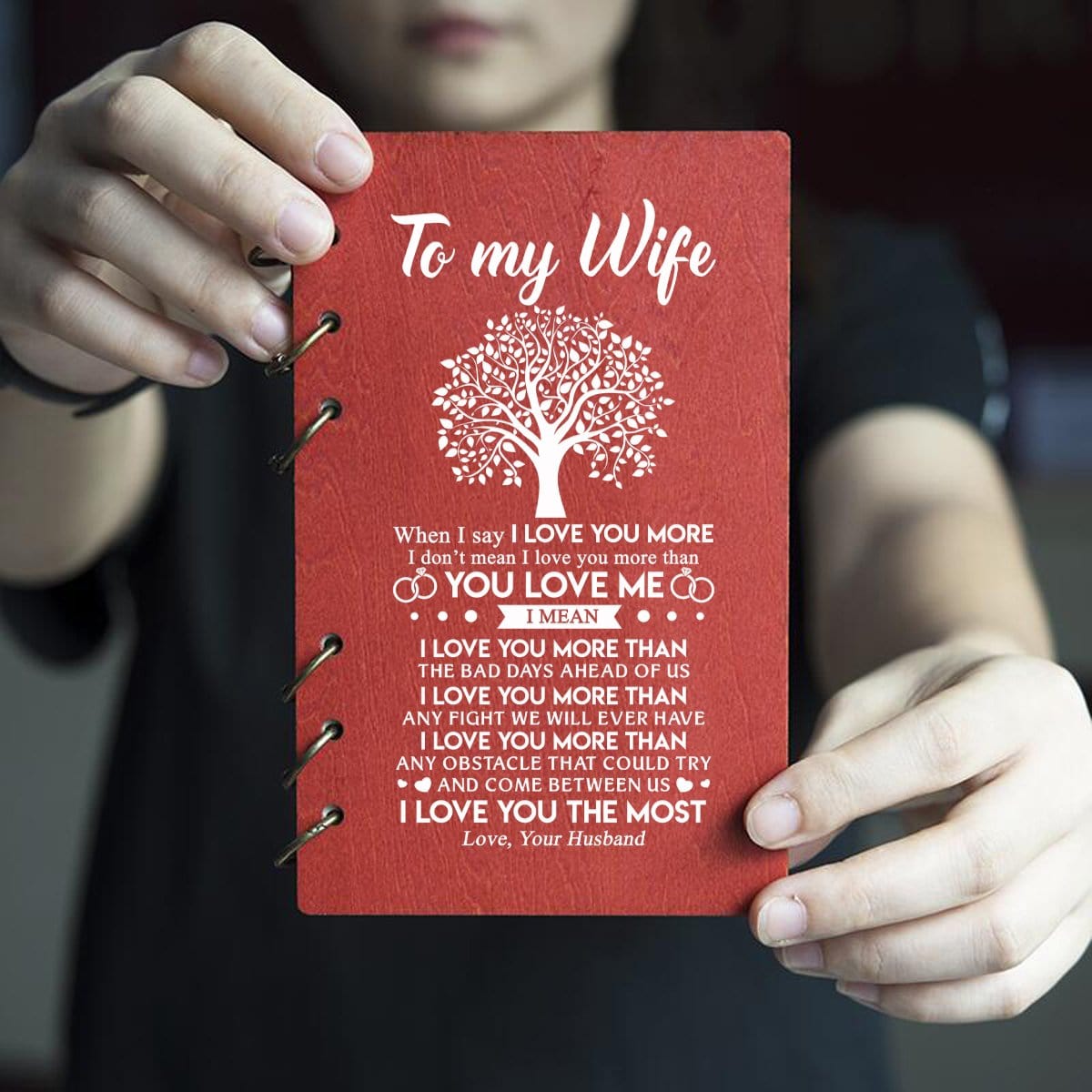 Diary To My Wife - I Love You The Most Wood Journal Notebook GiveMe-Gifts