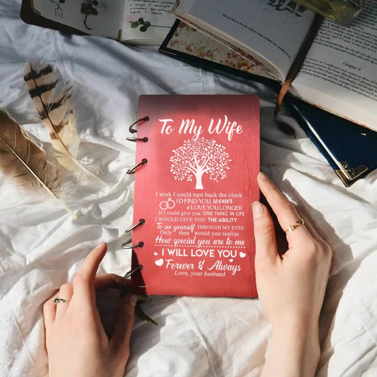 Diary To My Wife - I Will Love You Forever Wood Journal Notebook GiveMe-Gifts