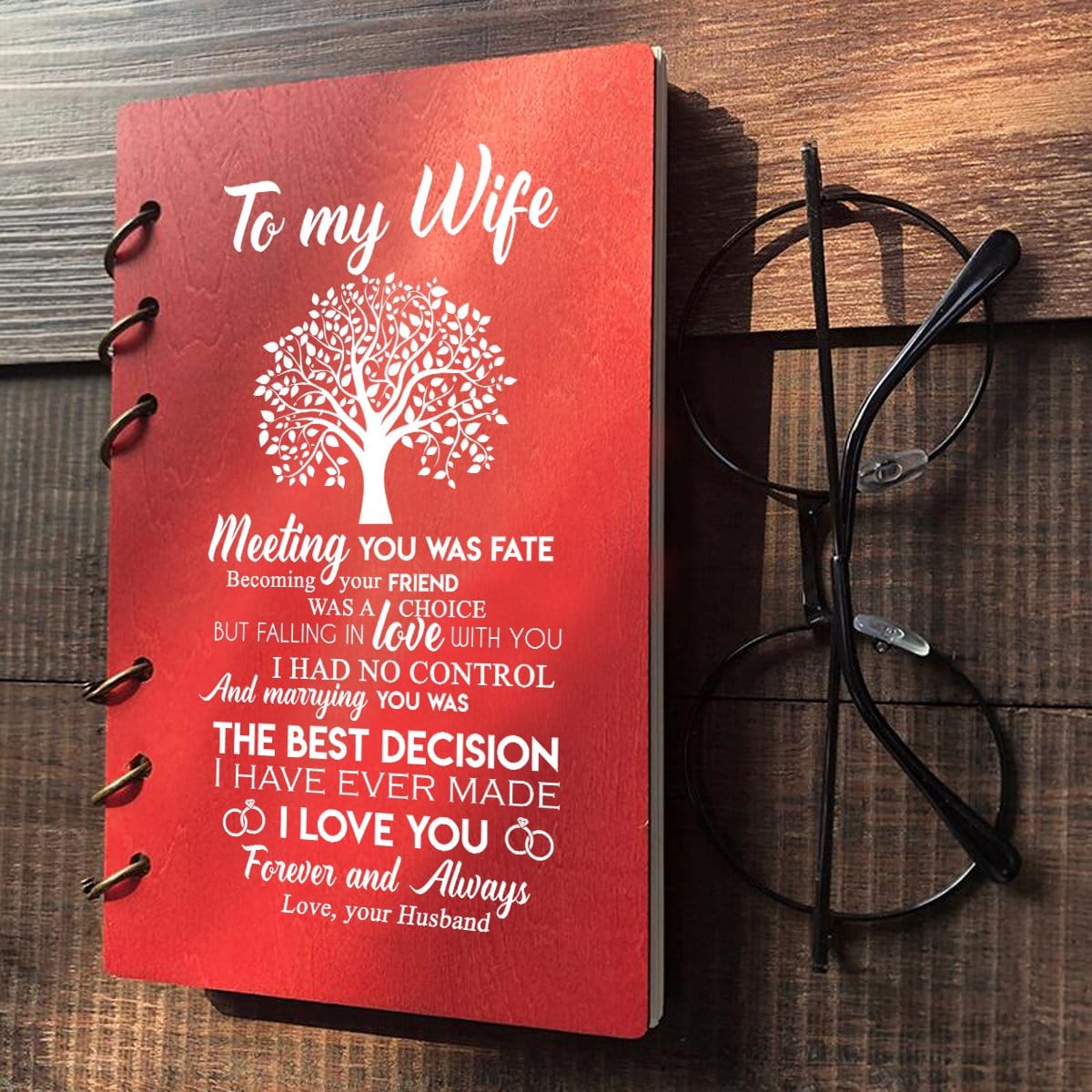 Diary To My Wife - Meeting You Was Fate Wood Journal Notebook GiveMe-Gifts
