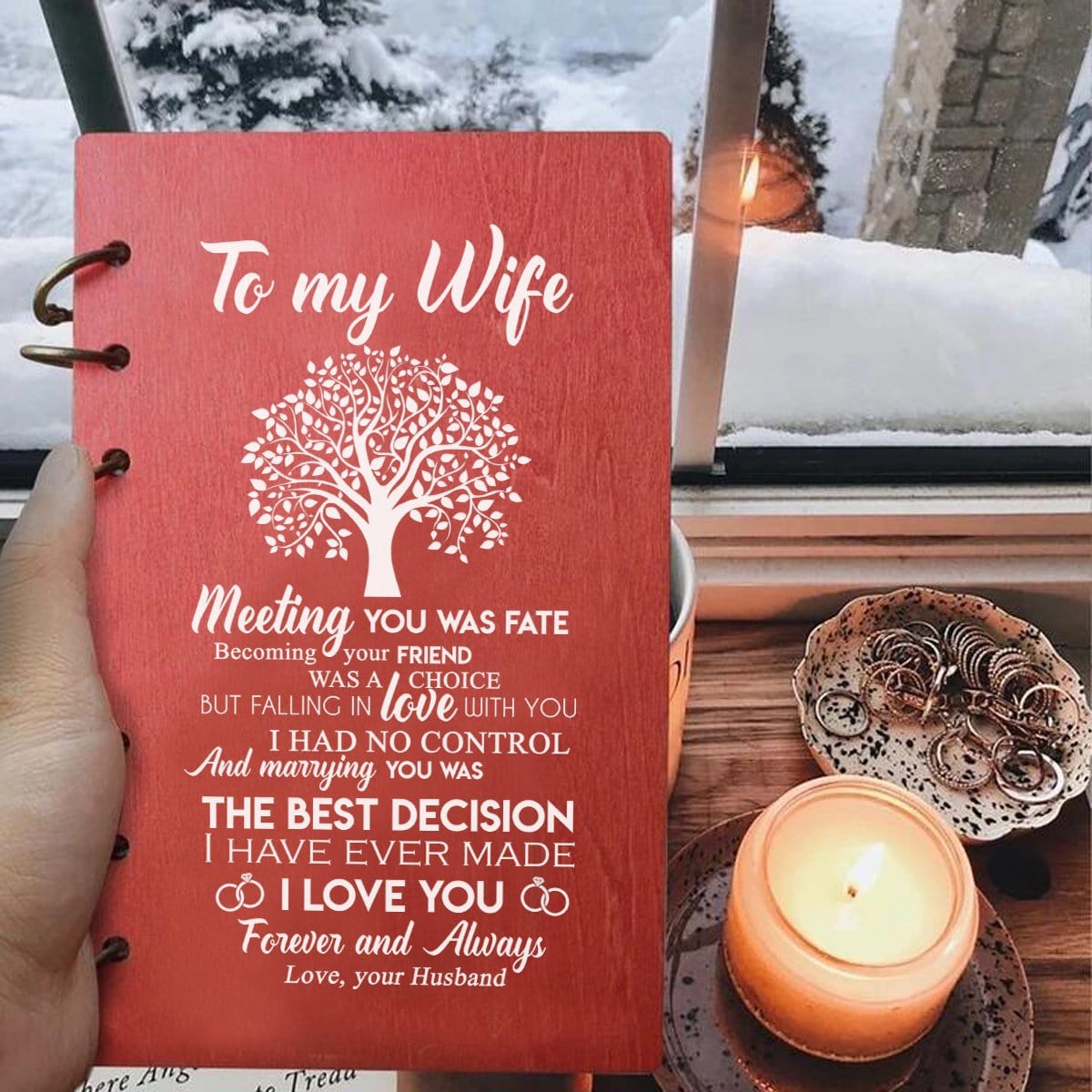 Diary To My Wife - Meeting You Was Fate Wood Journal Notebook GiveMe-Gifts