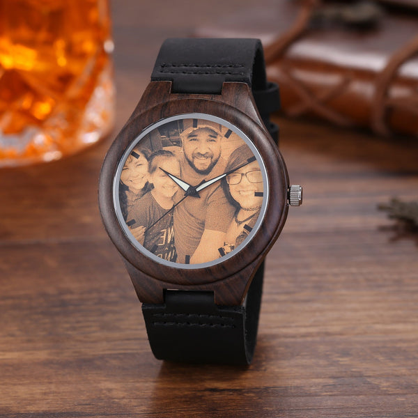 Watches Personalized Loving Photo - Wooden Customized Watch Black GiveMe-Gifts
