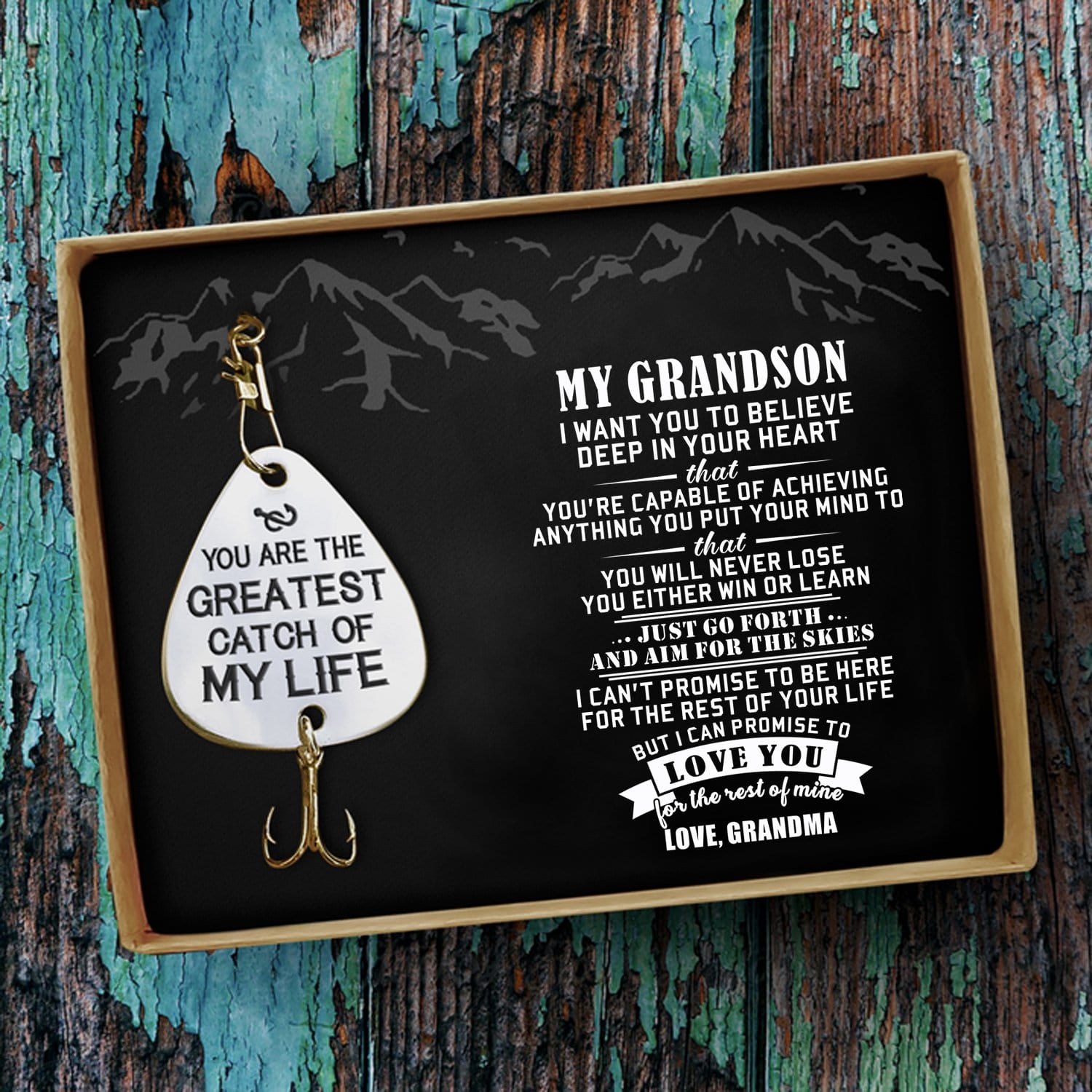 Fishing Hook Grandma To Grandson - You Are The Greatest Catch Of My Life Engraved Fishing Lure GiveMe-Gifts