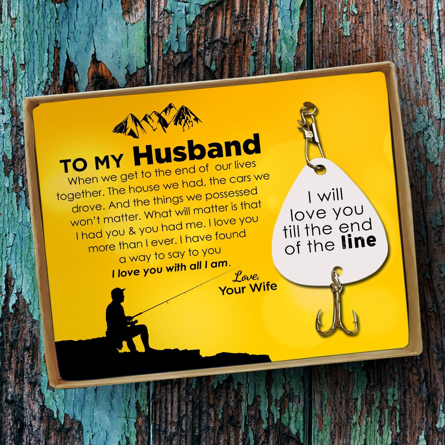 Fishing Hook To My Husband - I Will Love You Till The End Of The Line Engraved Fishing Lure GiveMe-Gifts