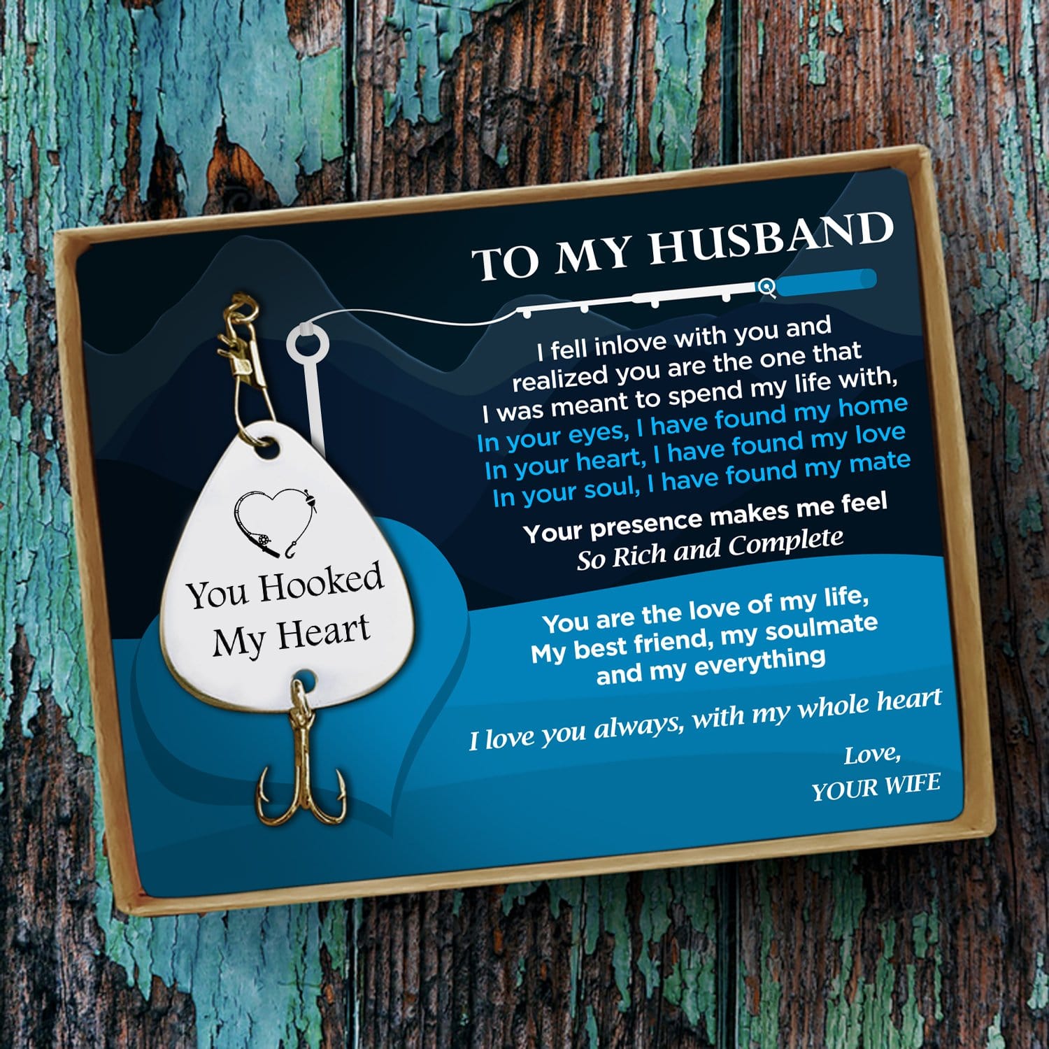 Fishing Hook To My Husband - You Hooked My Heart Engraved Fishing Lure GiveMe-Gifts