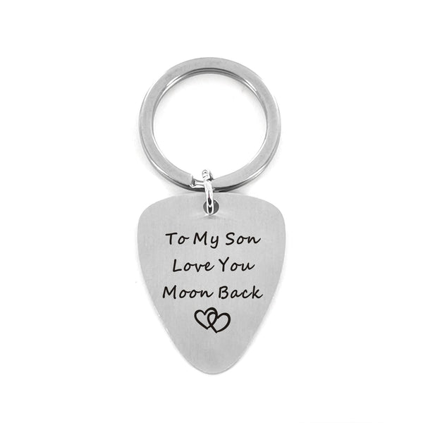 Guitar Pick Keychains To My Son Love You Moon Back - Customized Guitar Pick Keychain GiveMe-Gifts