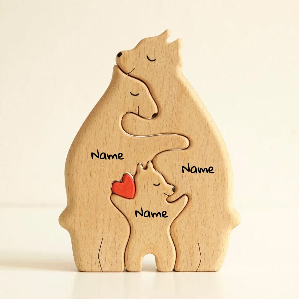 Home Decor Wooden Bear Family Personalized Name Puzzle (3 Personalized Names) GiveMe-Gifts