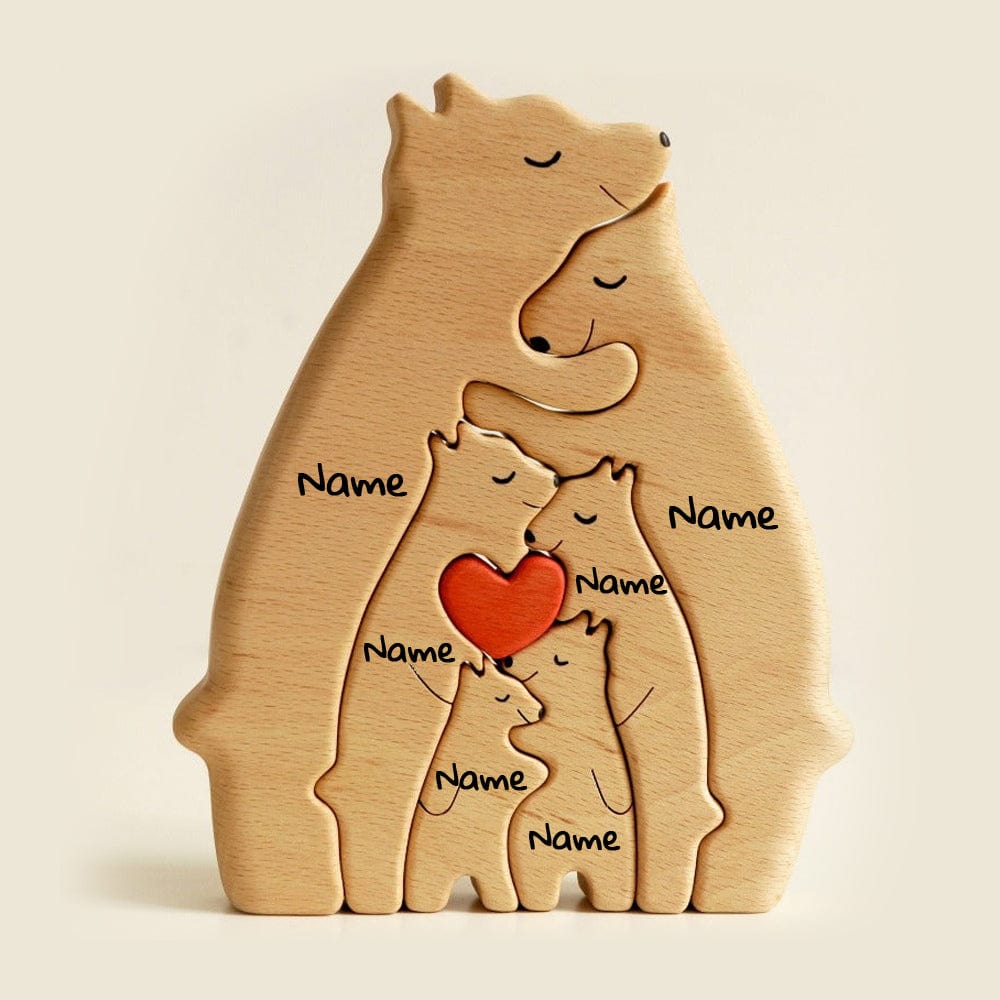 Home Decor Wooden Bear Family Personalized Name Puzzle (4 Personalized Names) GiveMe-Gifts