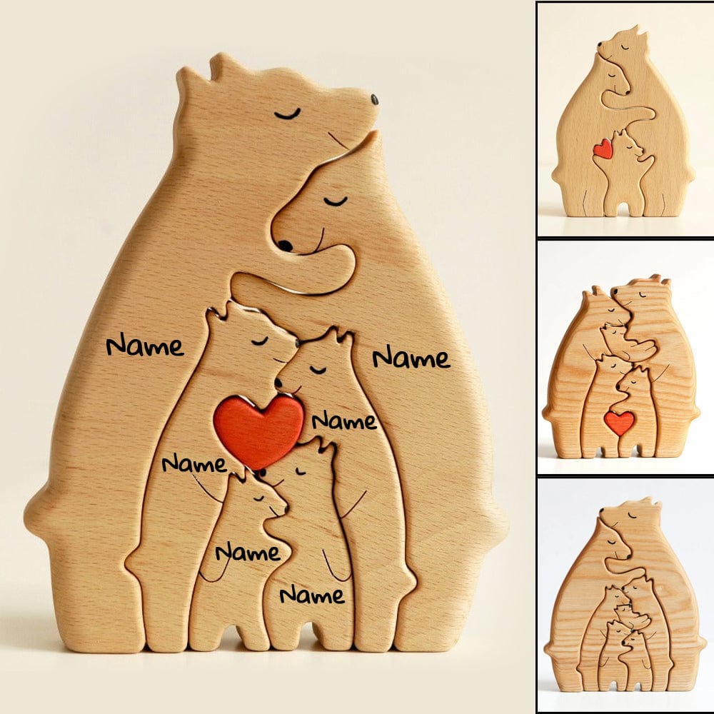 Home Decor Wooden Bear Family Personalized Name Puzzle (6 Personalized Names) GiveMe-Gifts
