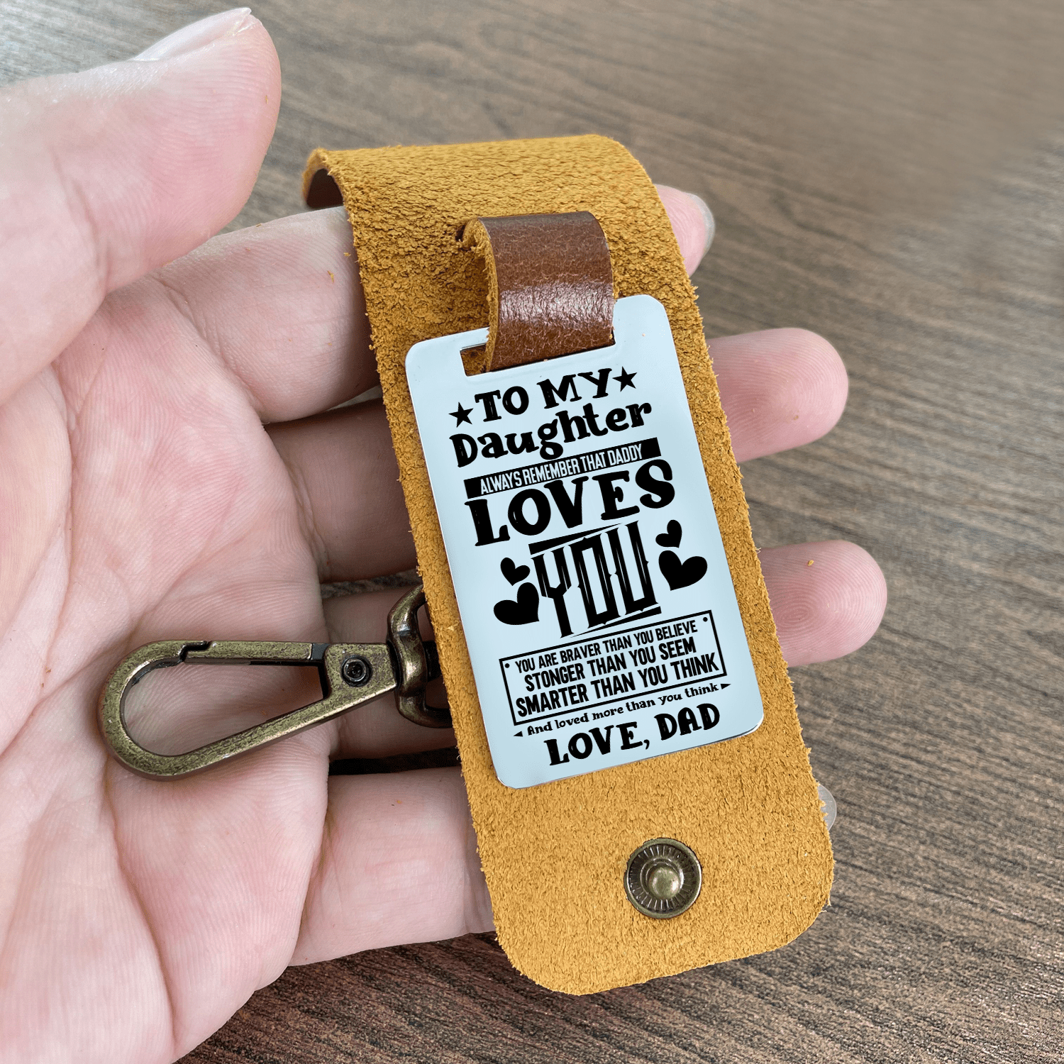 Keychains Dad To Daughter - Daddy Loves You Leather Customized Keychain GiveMe-Gifts