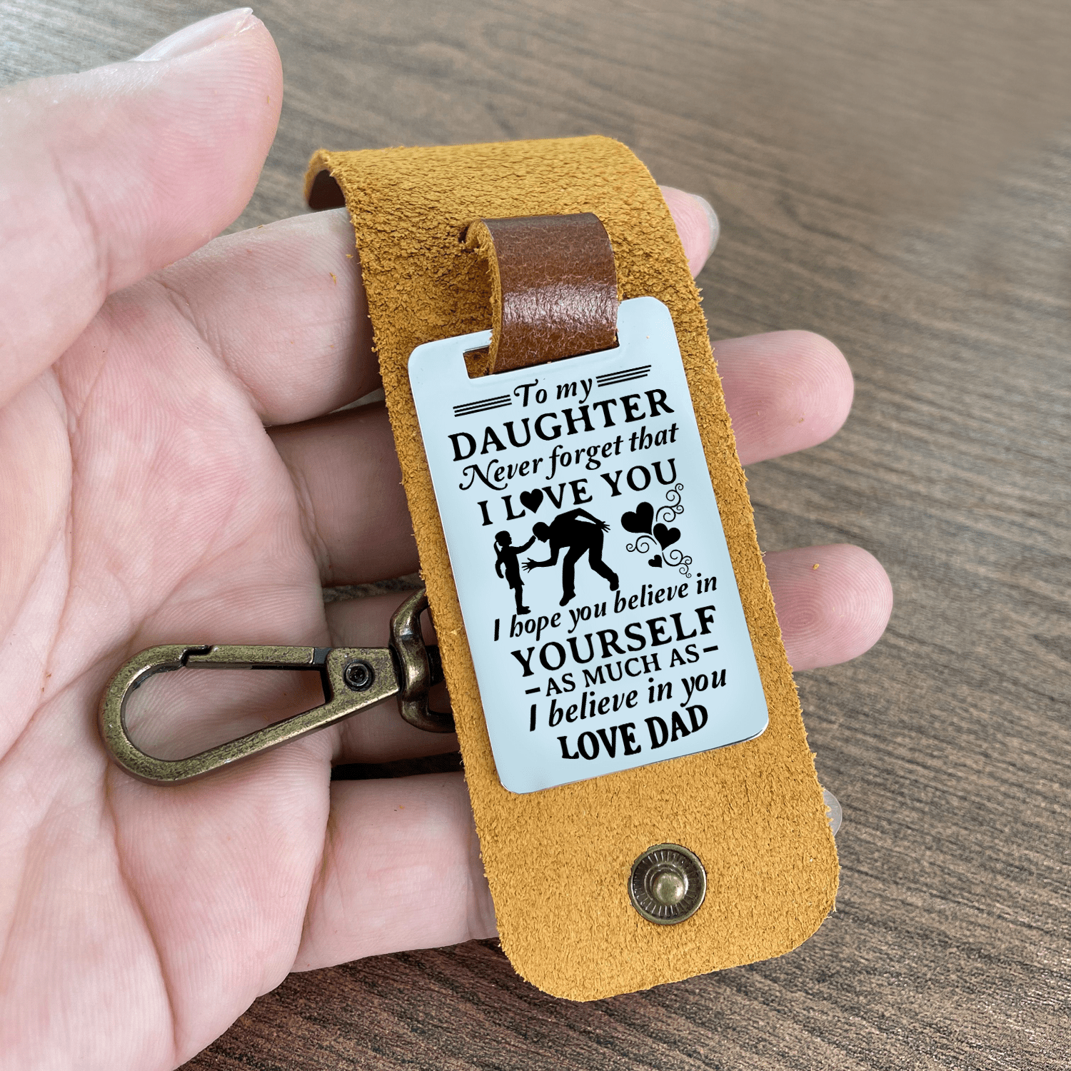 Keychains Dad To Daughter - I Believe In You Leather Customized Keychain GiveMe-Gifts