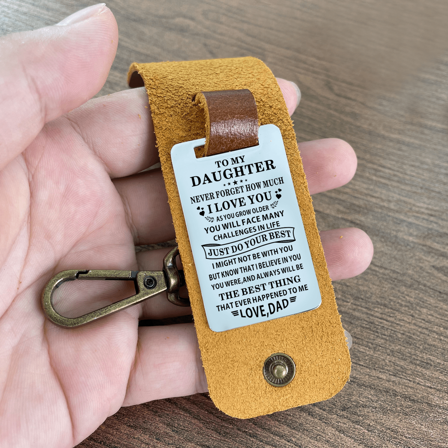 Keychains Dad To Daughter - Just Do Your Best Leather Customized Keychain GiveMe-Gifts