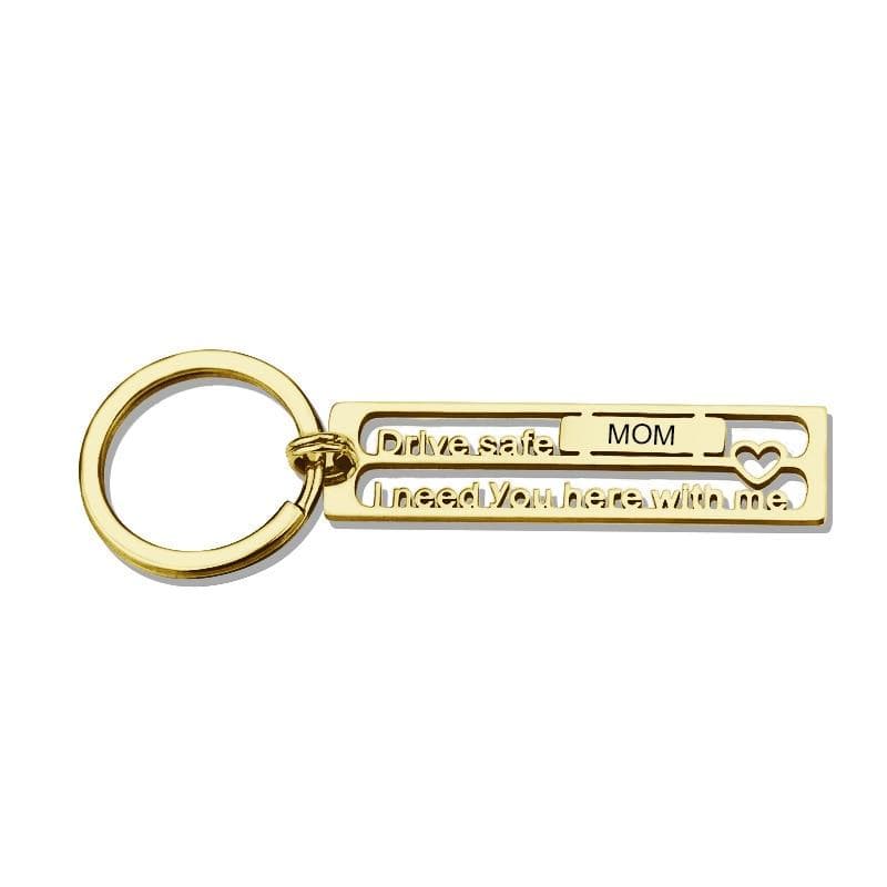 Keychains Drive Safe Customized Keychain For Family Gold / Dad GiveMe-Gifts