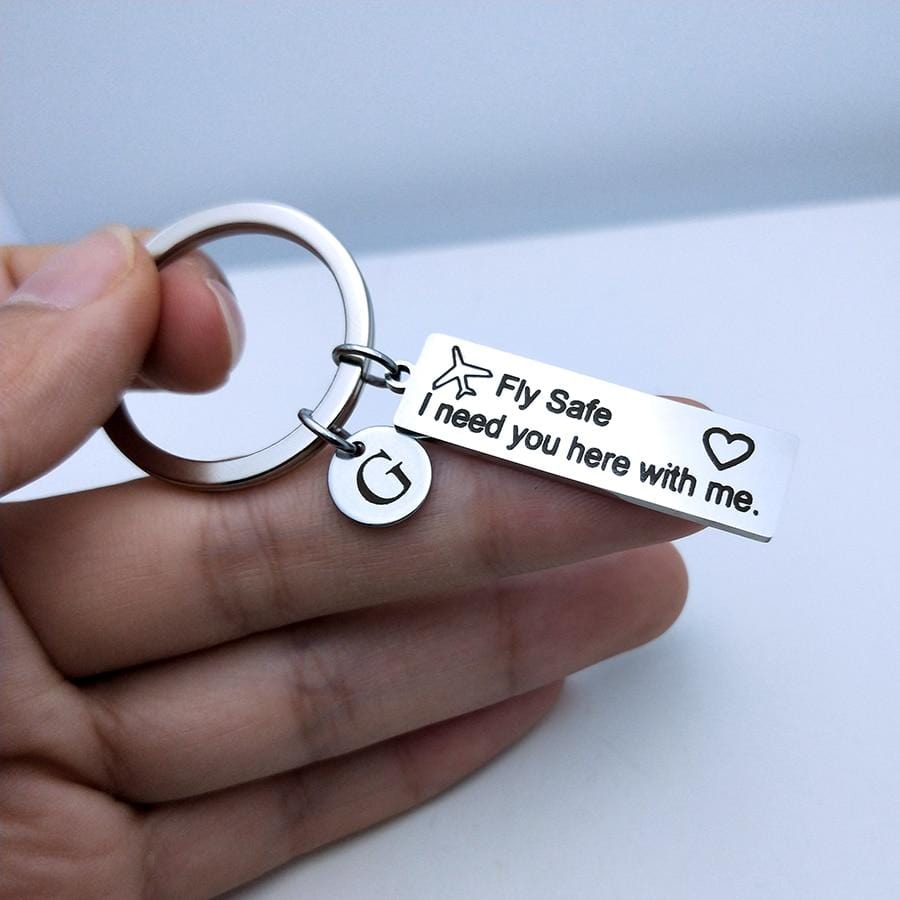 Keychains Fly Safe Customized Keychain With Letter Pendant GiveMe-Gifts