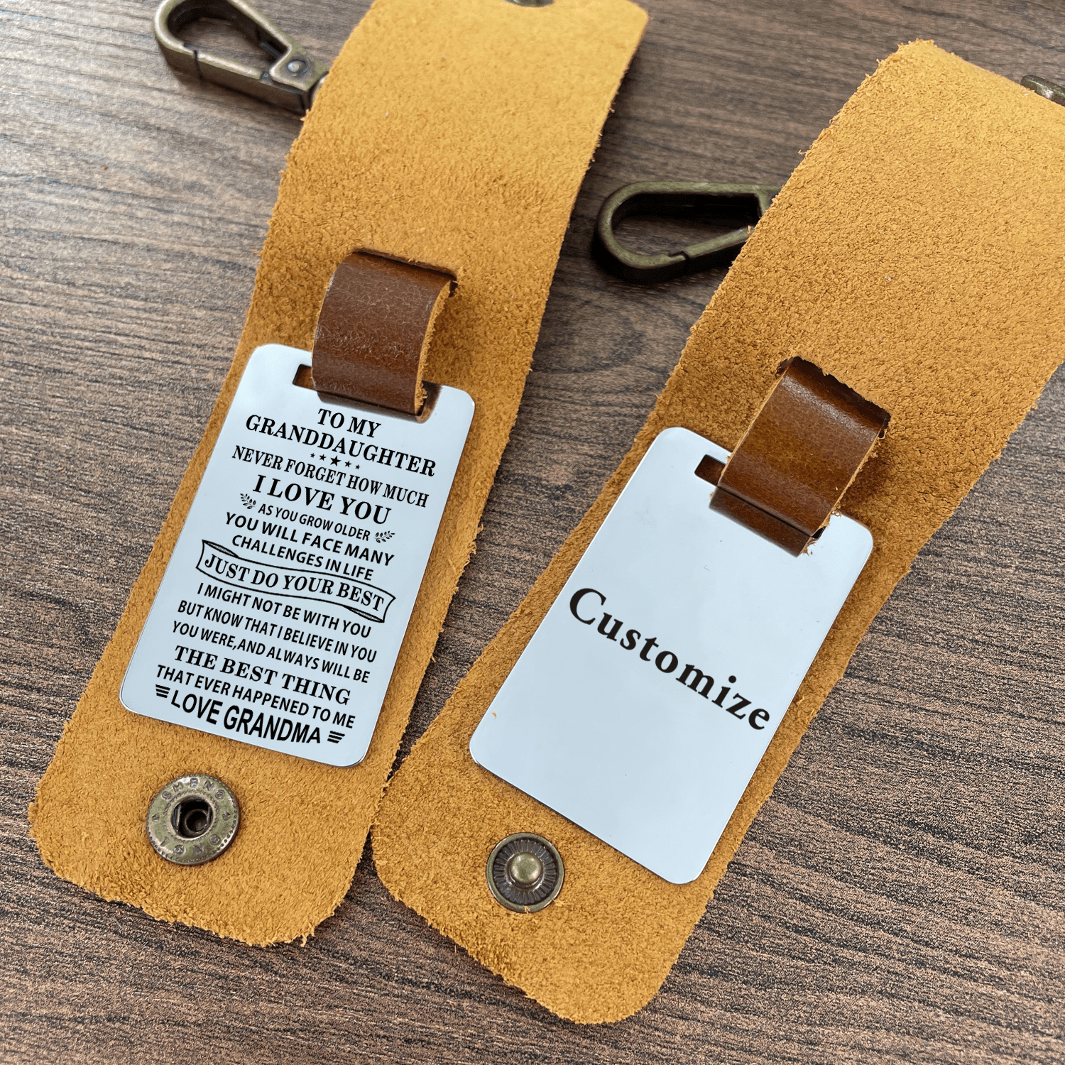 Keychains Grandma To Granddaughter - Just Do Your Best Leather Customized Keychain GiveMe-Gifts