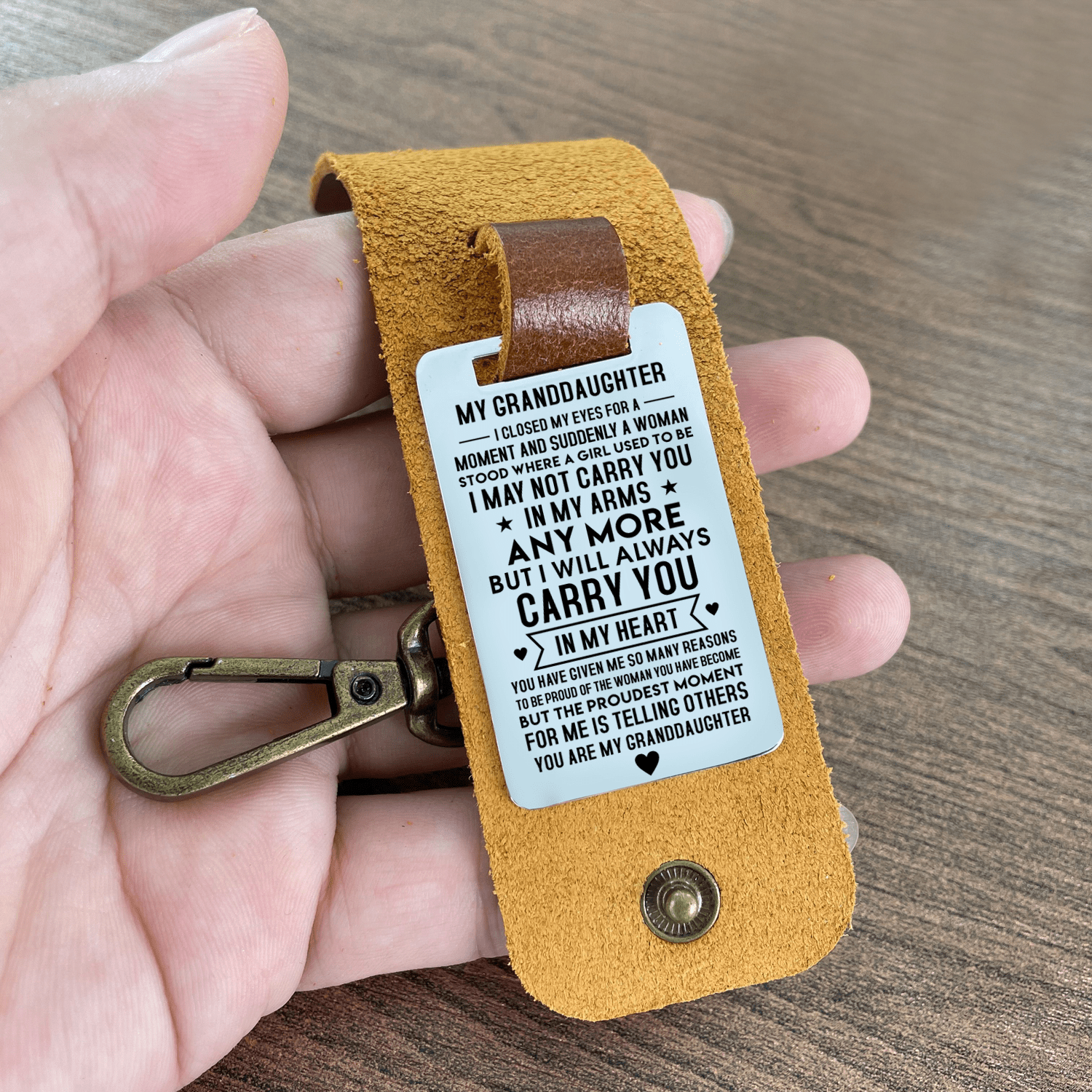 Keychains To My Granddaughter - Always Carry You In My Heart Leather Customized Keychain GiveMe-Gifts