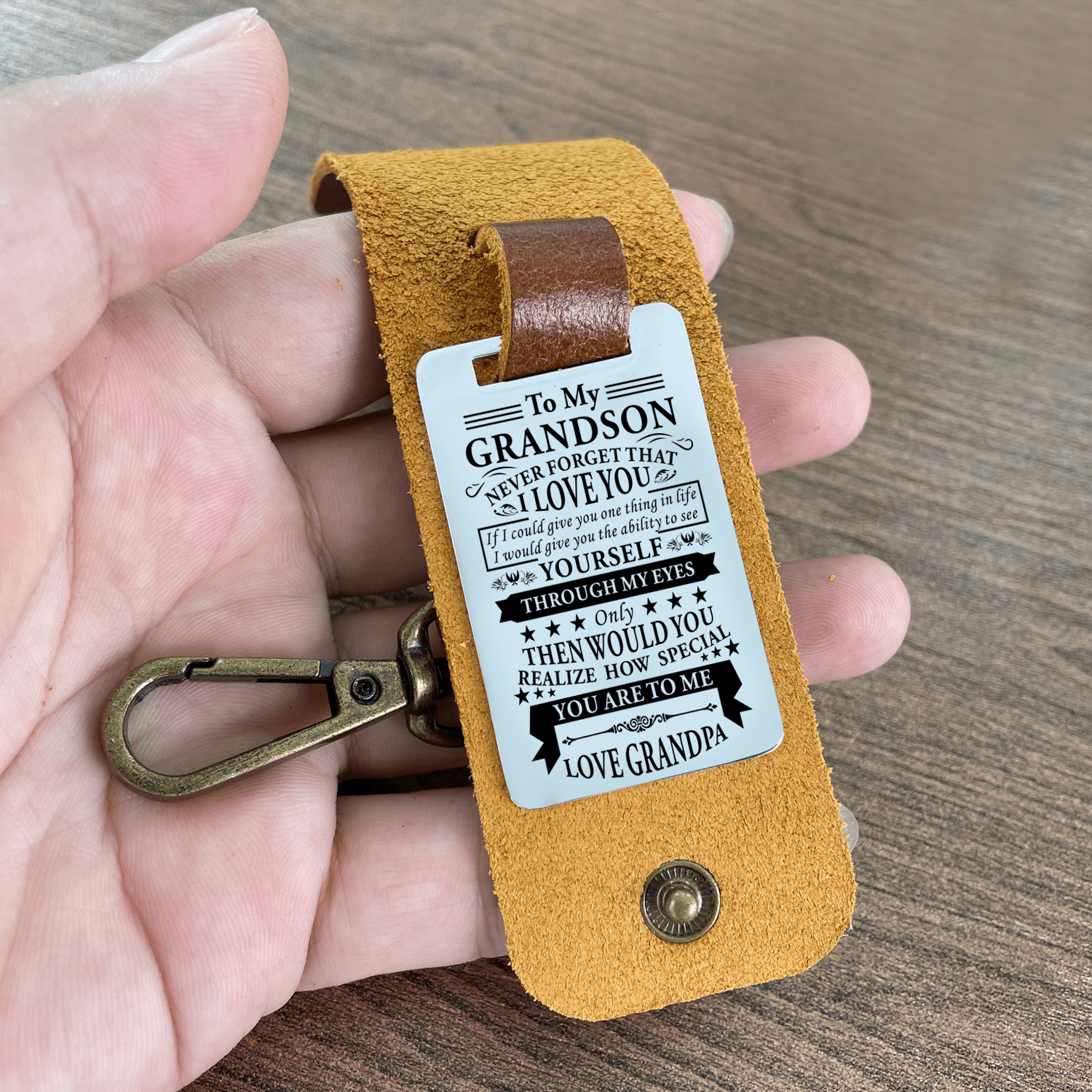 Keychains Grandpa To Grandson - You Are Special To Me Leather Customized Keychain GiveMe-Gifts