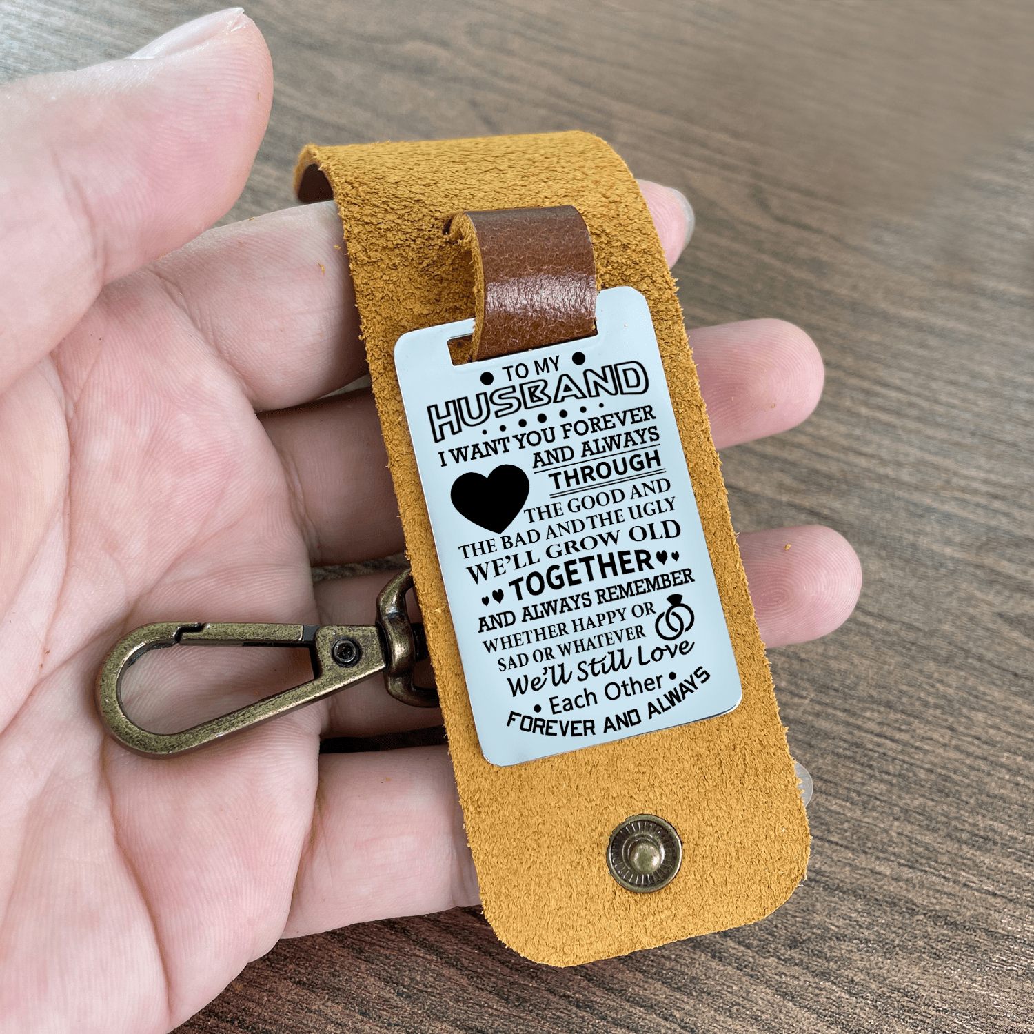 Keychains To My Husband - I Want You Forever Leather Customized Keychain GiveMe-Gifts
