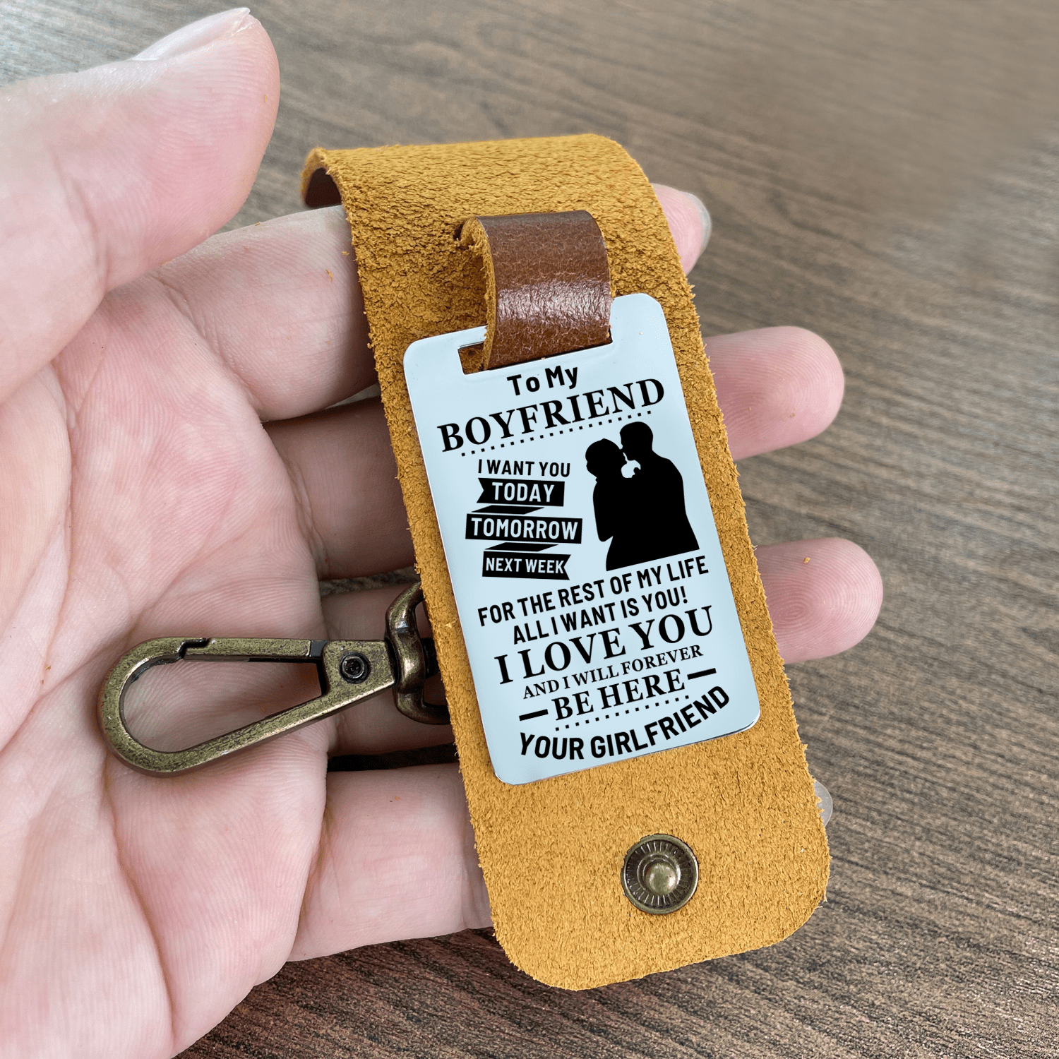 Keychains To My Boyfriend - I Love You Leather Customized Keychain GiveMe-Gifts