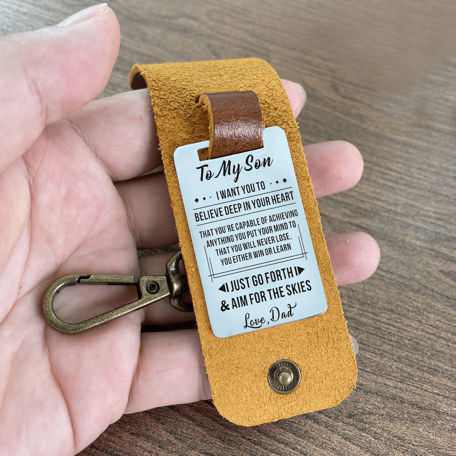 Keychains Dad To Son - Believe Deep In Your Heart Leather Customized Keychain GiveMe-Gifts
