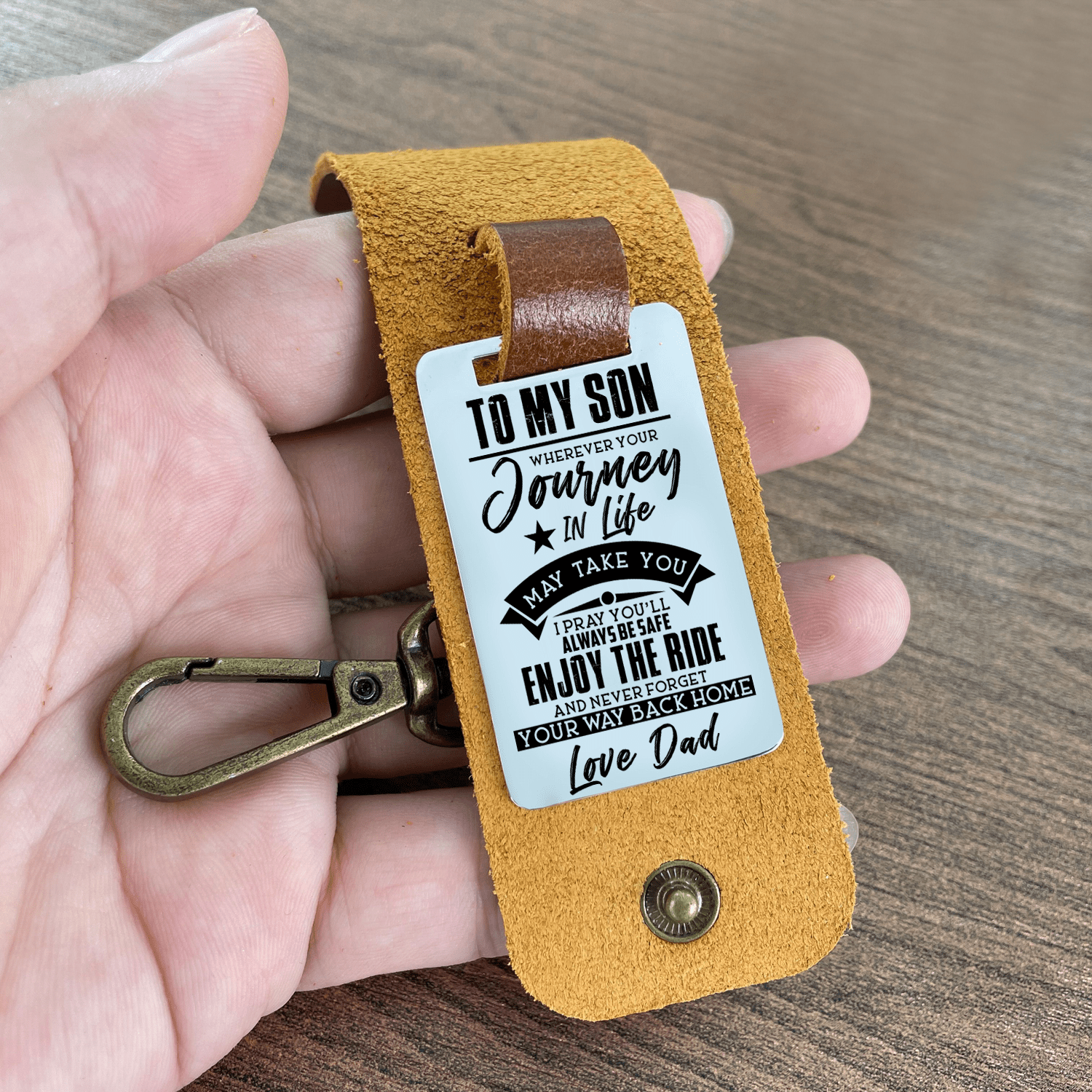 Keychains Dad To Son - Enjoy The Ride Leather Customized Keychain GiveMe-Gifts