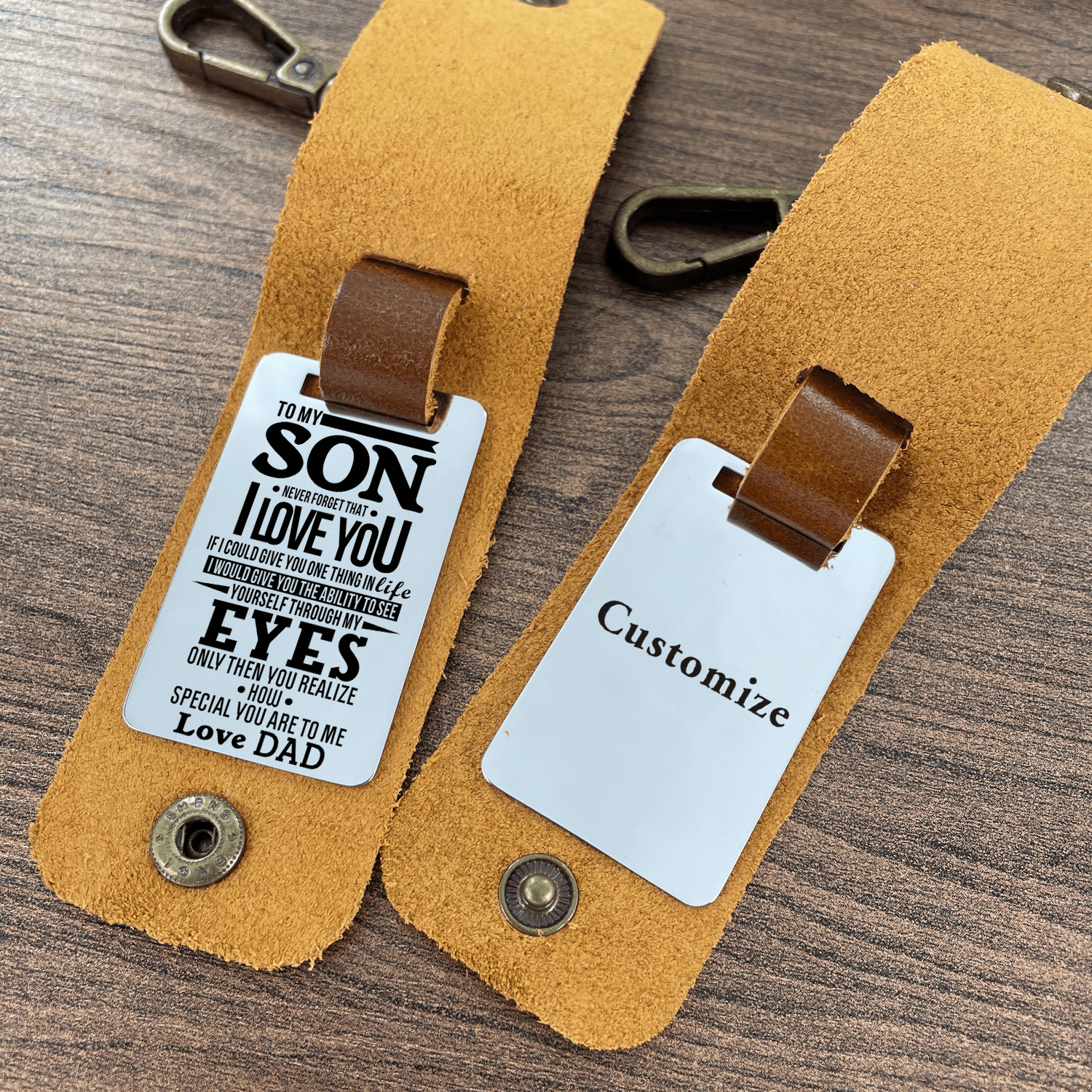 Keychains Dad To Son - I Love You Leather Customized Keychain GiveMe-Gifts