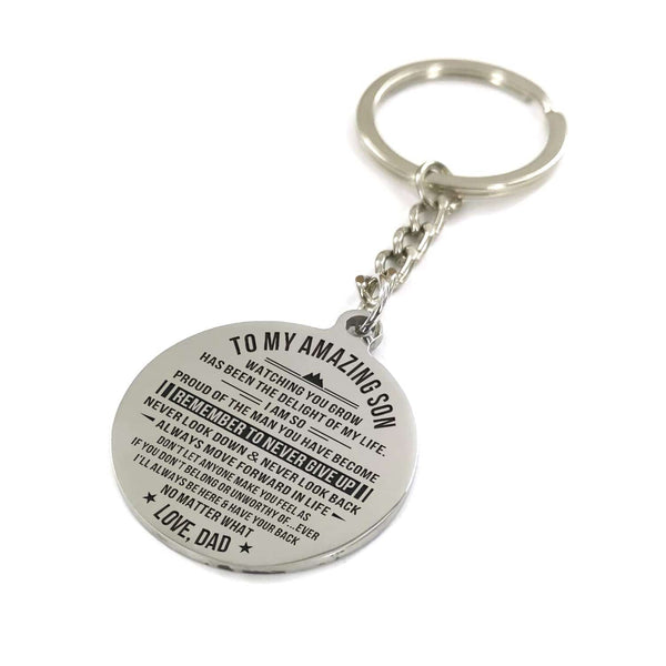 Keychains Dad To Son - Remember To Never Give Up Personalized Keychain GiveMe-Gifts