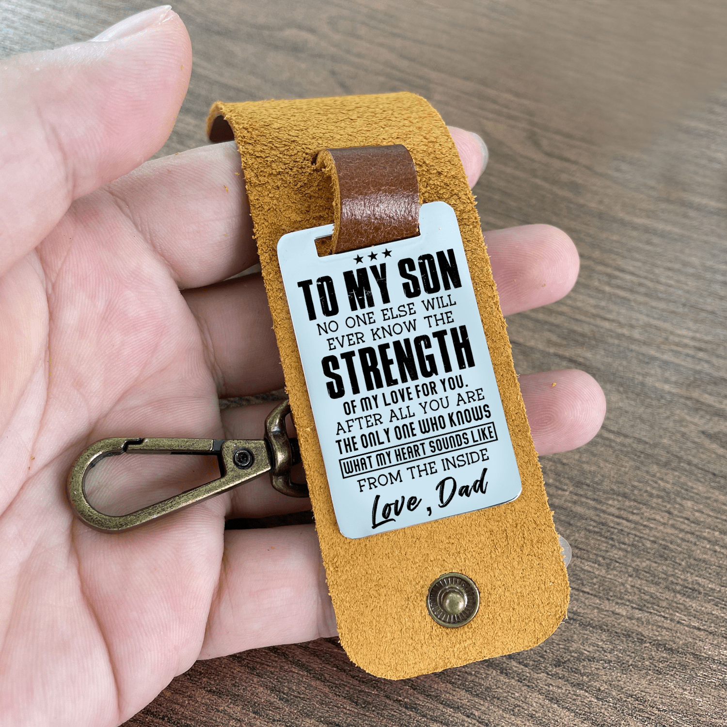 Keychains Dad To Son - Strength Leather Customized Keychain GiveMe-Gifts