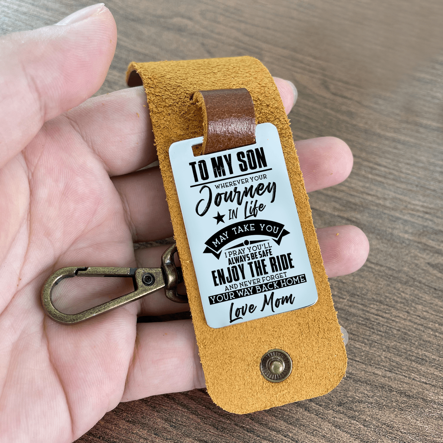 Keychains Mom To Son - Enjoy The Ride Leather Customized Keychain GiveMe-Gifts
