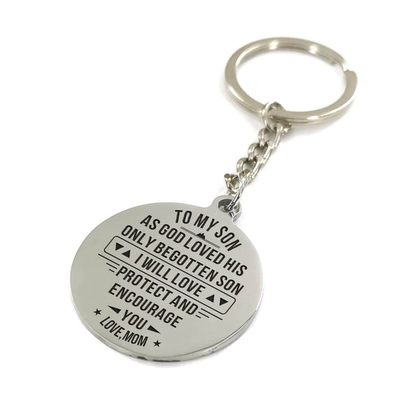 Keychains Mom To Son - I Will Protect And Encourage You Personalized Keychain GiveMe-Gifts