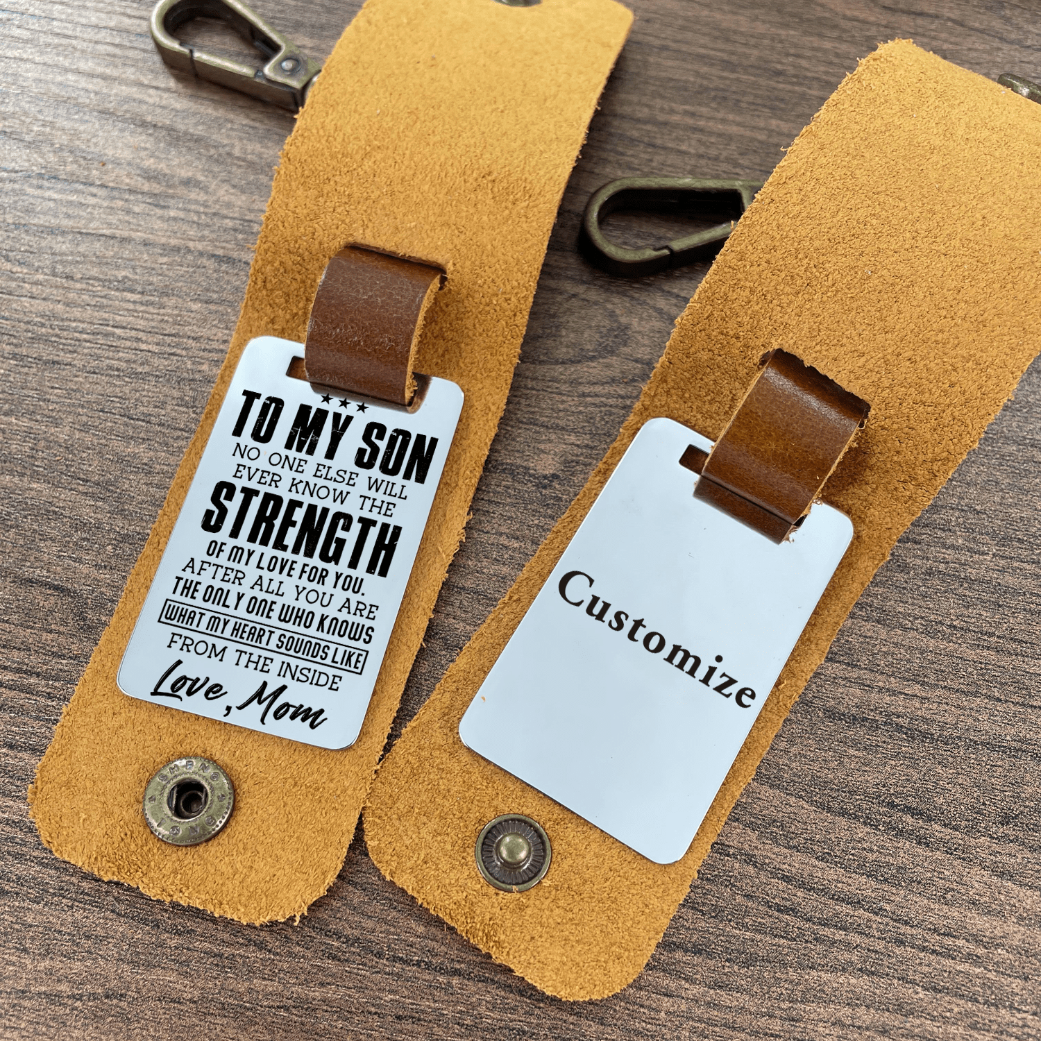 Keychains Mom To Son - Strength Leather Customized Keychain GiveMe-Gifts