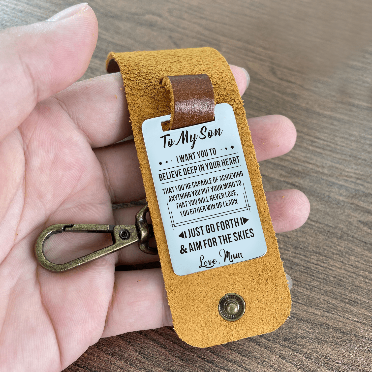 Keychains Mum To Son - Believe Deep In Your Heart Leather Customized Keychain GiveMe-Gifts