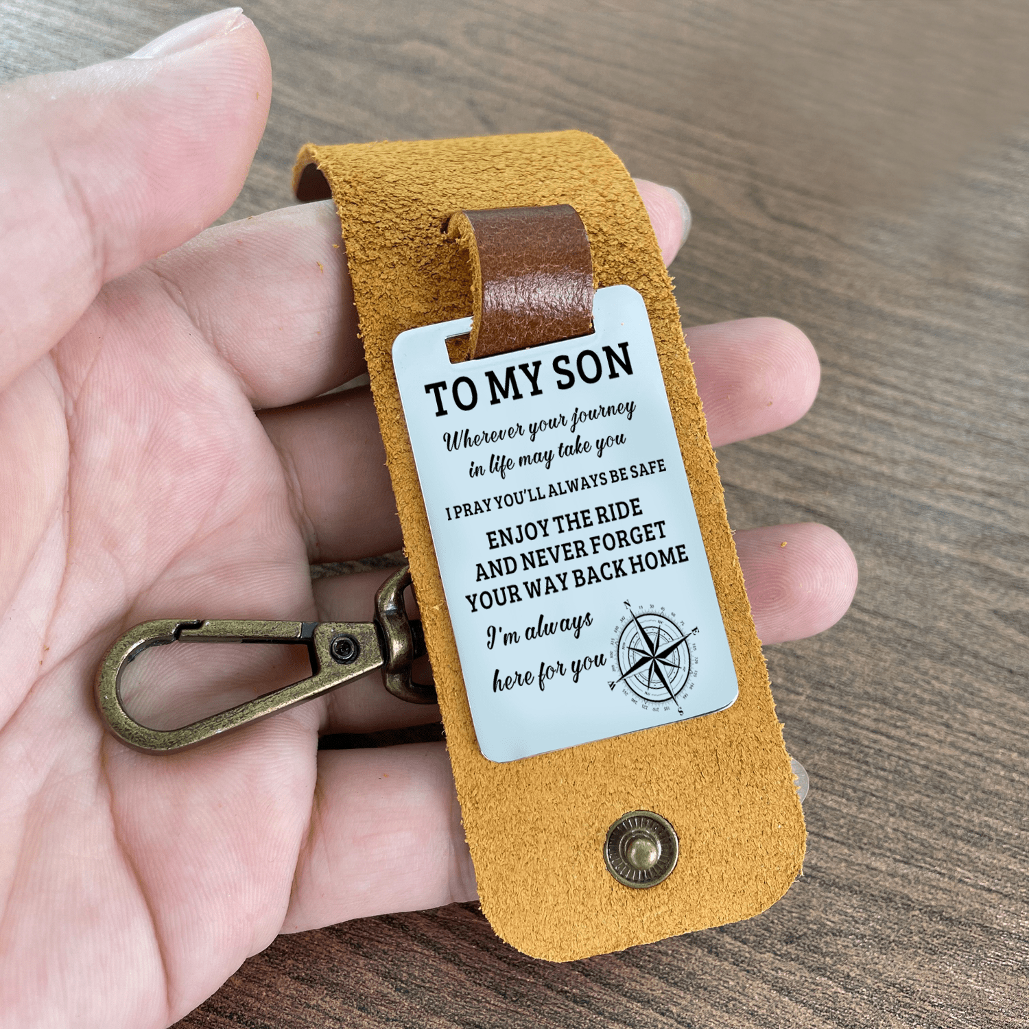 Keychains To My Son - I Am Always Here For You Leather Customized Keychain GiveMe-Gifts