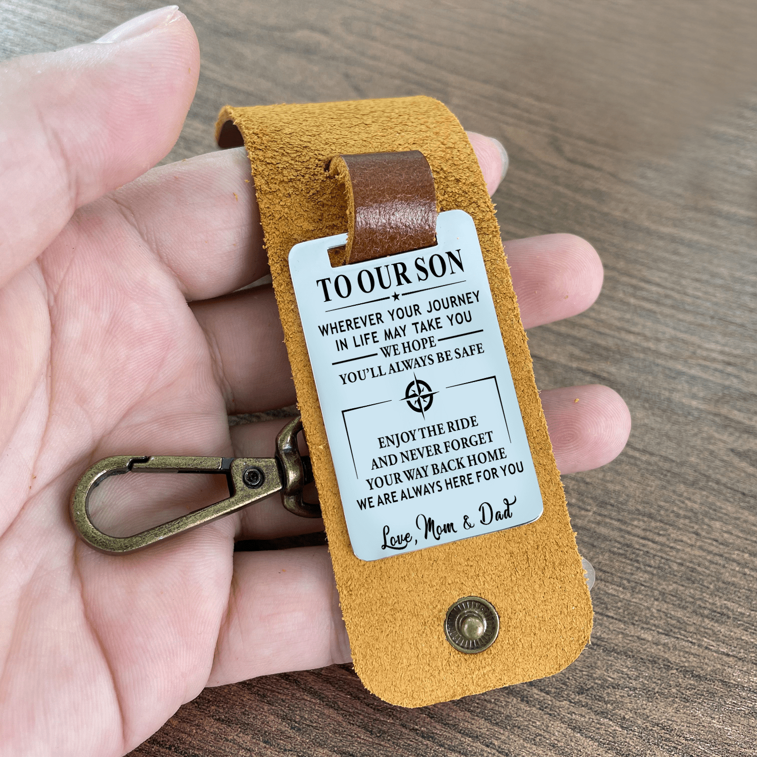 Keychains To Our Son - We Are Always Here For You Leather Customized Keychain GiveMe-Gifts