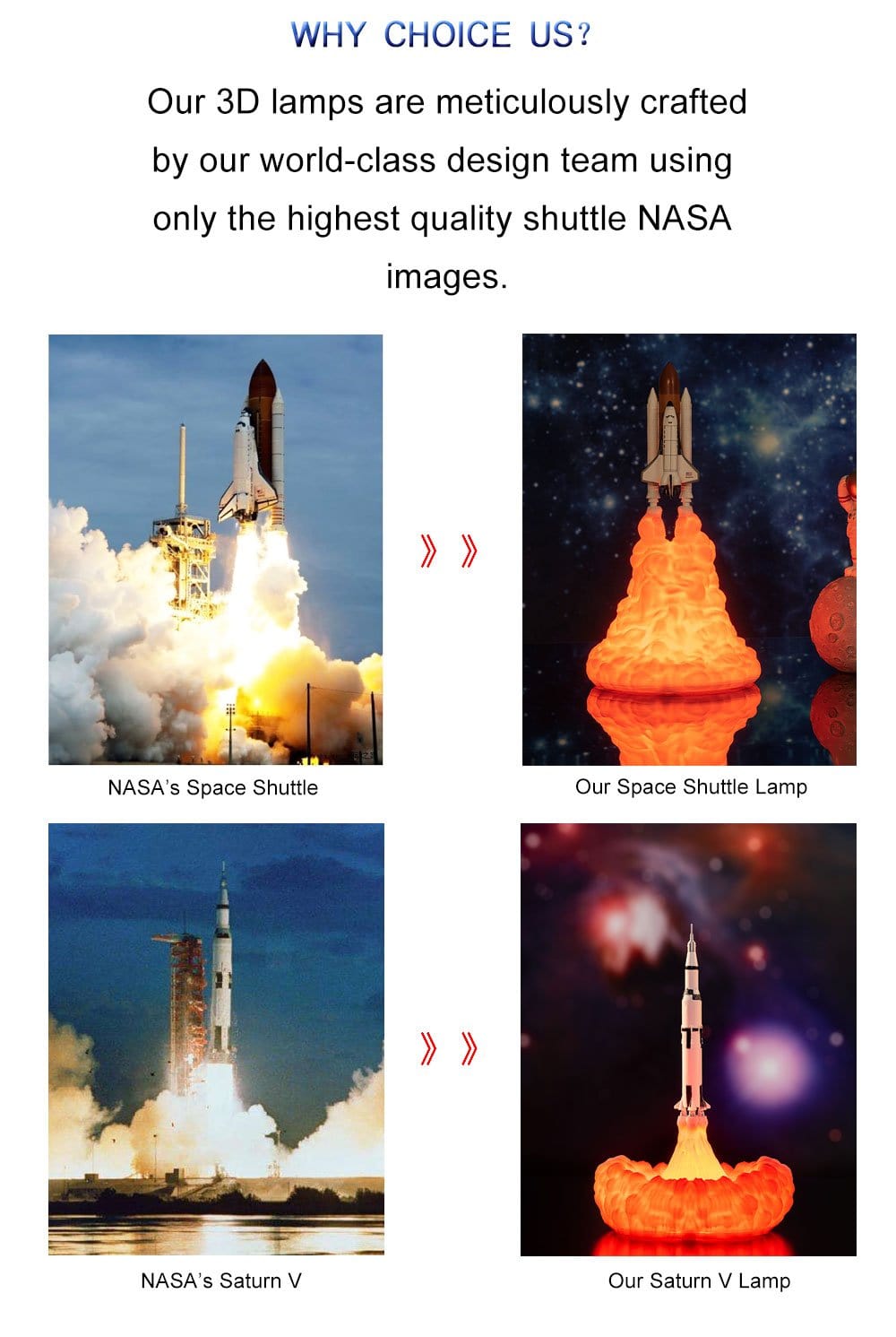 LED Lamp Space Shuttle Shot Up Night Light - 3D LED Rocket Lamp GiveMe-Gifts
