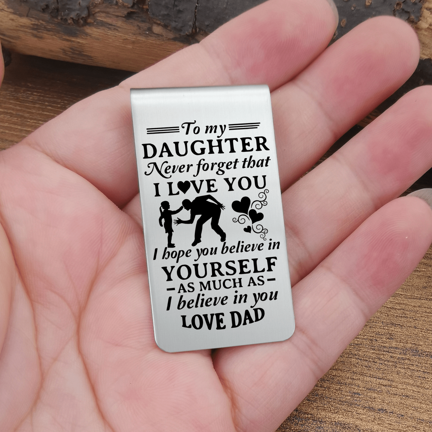 Money Clips Dad To Daughter - Believe In Your Yourself Engraved Money Clip GiveMe-Gifts