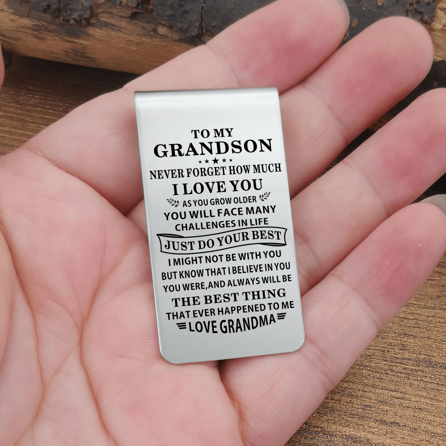 Money Clips For Grandson Grandma To Grandson - Just Do Your Best Engraved Money Clip GiveMe-Gifts
