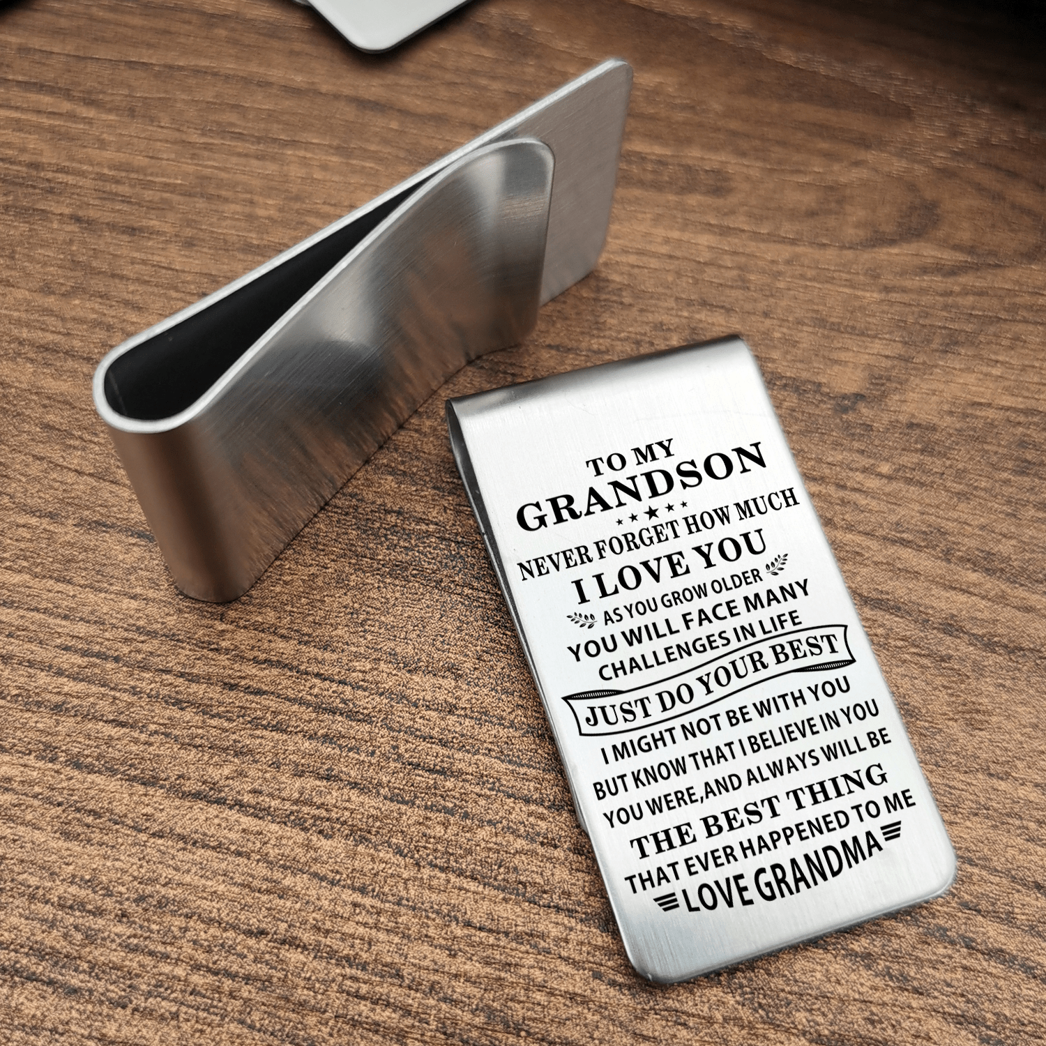 Money Clips For Grandson Grandma To Grandson - Just Do Your Best Engraved Money Clip GiveMe-Gifts