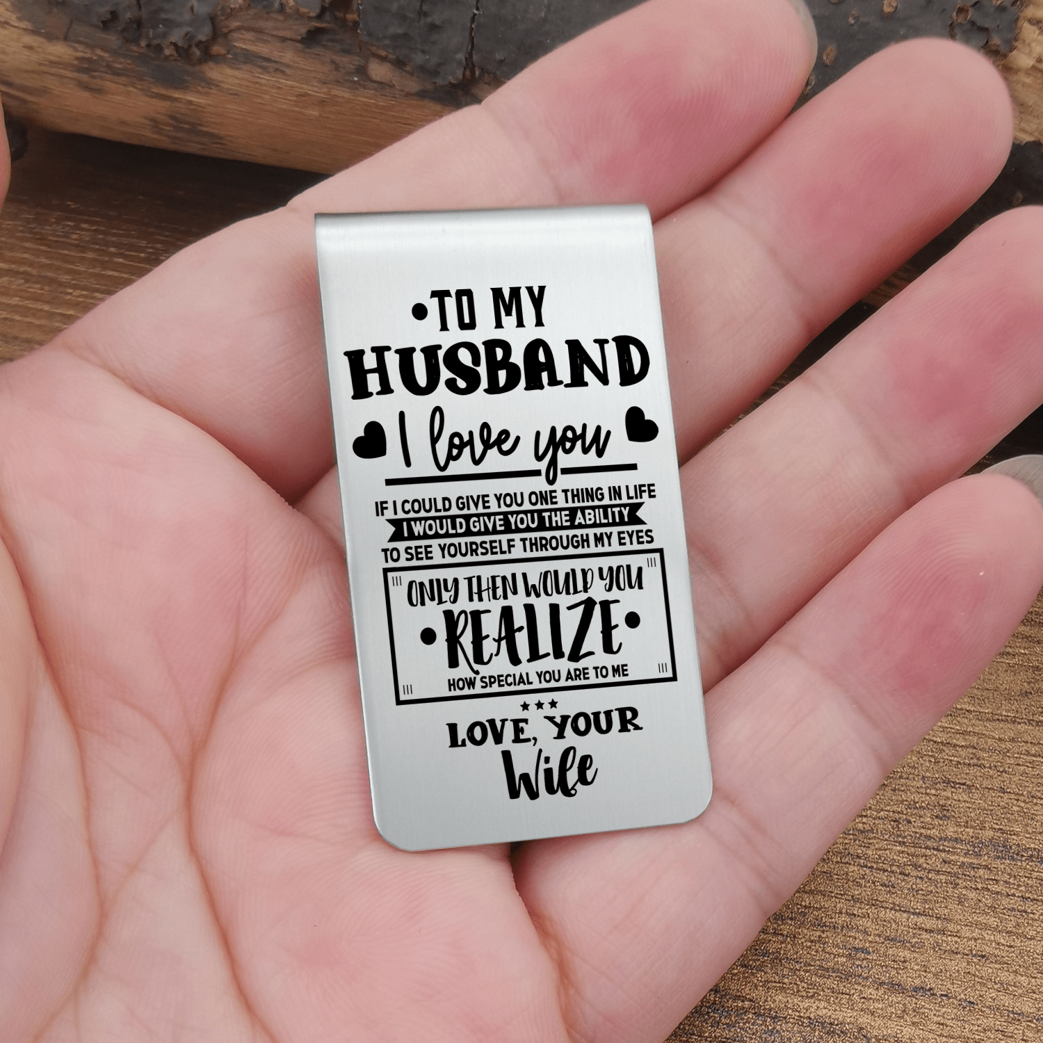 Money Clips To My Husband - See Yourself Through My Eyes Engraved Money Clip GiveMe-Gifts