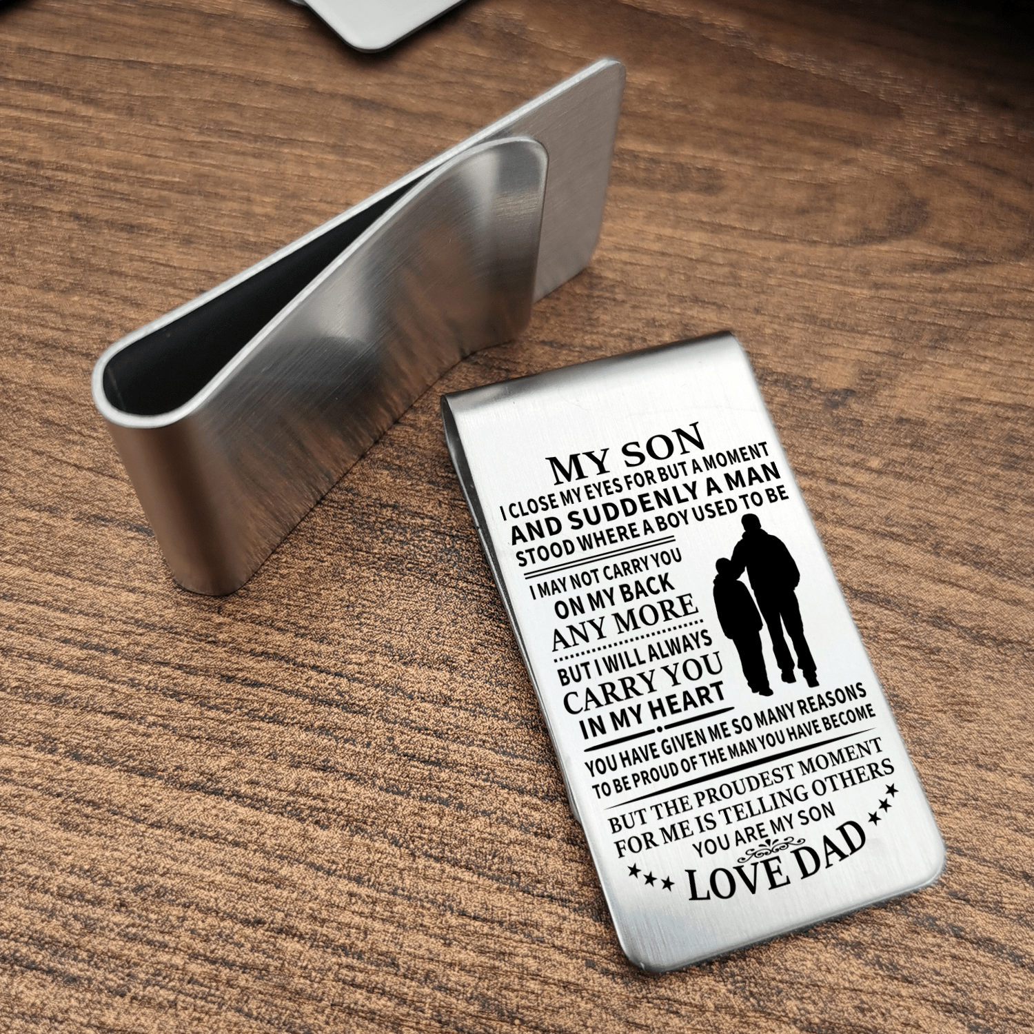 Money Clips Dad To Son - Carry You In My Heart Engraved Money Clip GiveMe-Gifts