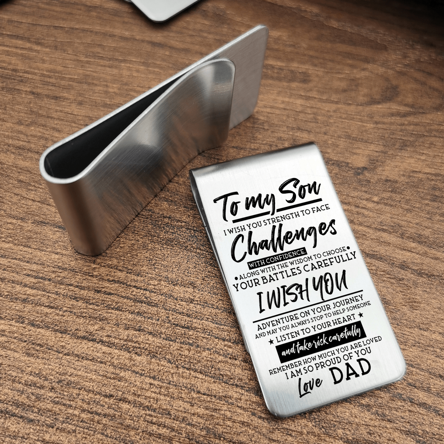 Money Clips Dad To Son - Challenge With Confidence Engraved Money Clip GiveMe-Gifts