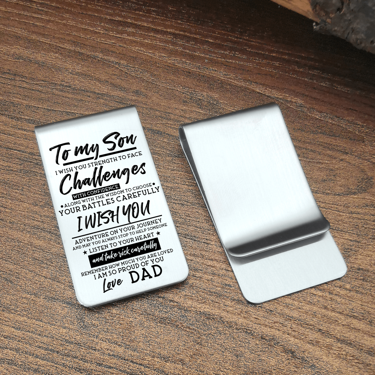 Money Clips Dad To Son - Challenge With Confidence Engraved Money Clip GiveMe-Gifts