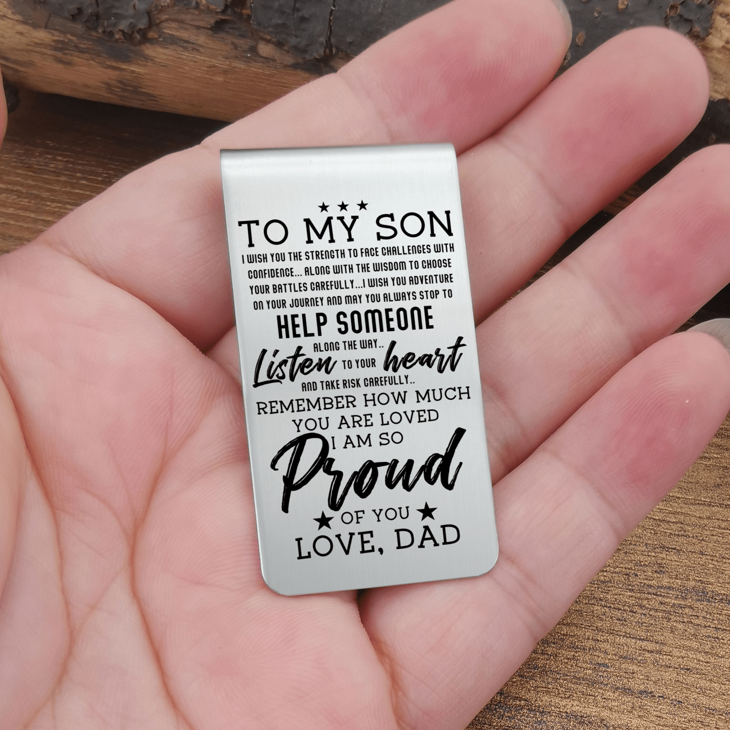 Money Clips Dad To Son - Listen To Your Heart Engraved Money Clip GiveMe-Gifts